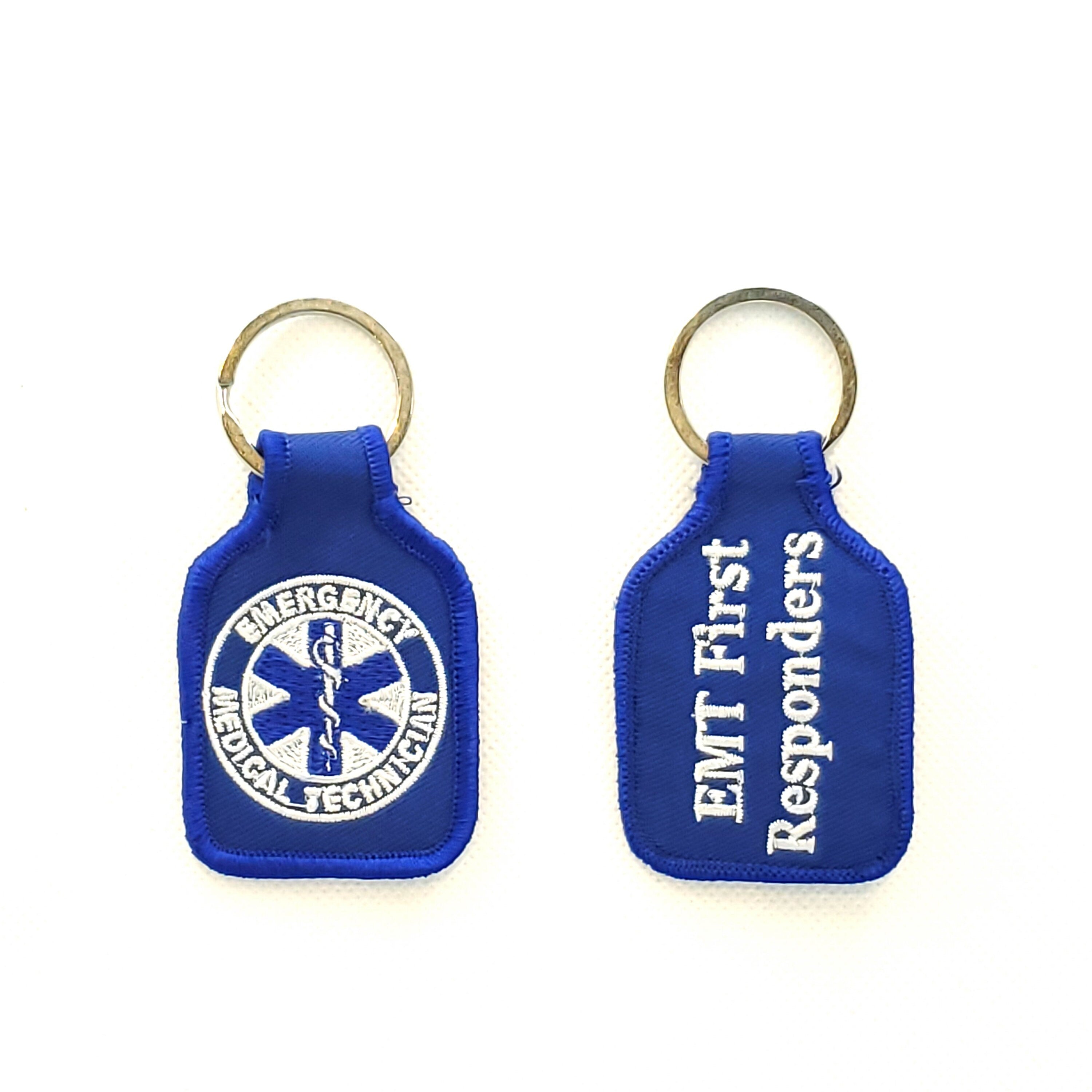 Embroidered EMT Emergency Medical Technician Keychain, EMT First Responders Keyring, Fabric Keyring for Medical Workers, EMT Short Key ring