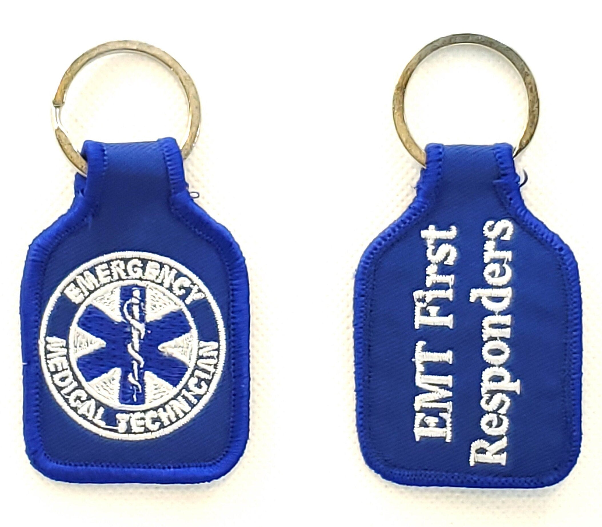 Embroidered EMT Emergency Medical Technician Keychain, EMT First Responders Keyring, Fabric Keyring for Medical Workers, EMT Short Key ring