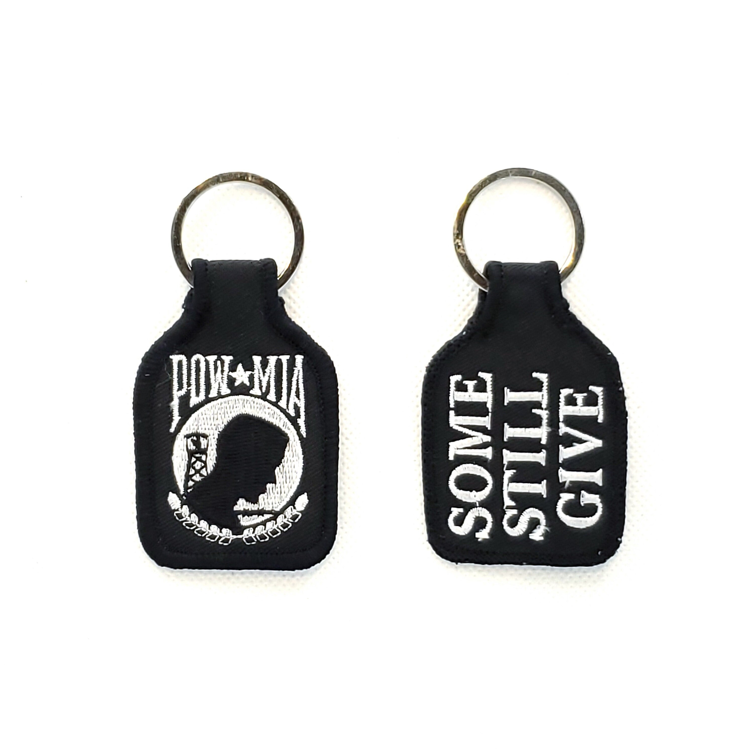 Embroidered POW MIA Keychain, Prisoner of War, Missed in Action key ring, Pow Mia Fabric key ring, Short Pow Mia keychain, Some Still Give