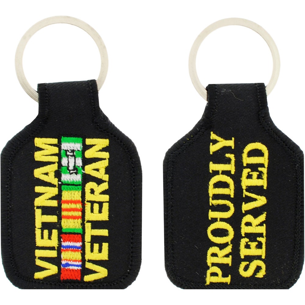 Embroidered VIETNAM VETERAN Keychain, Vietnam Veteran Keyring, Vietnam Era Vet Fabric Keyring, Short Vietnam Veteran Keychain, Vet Keyring