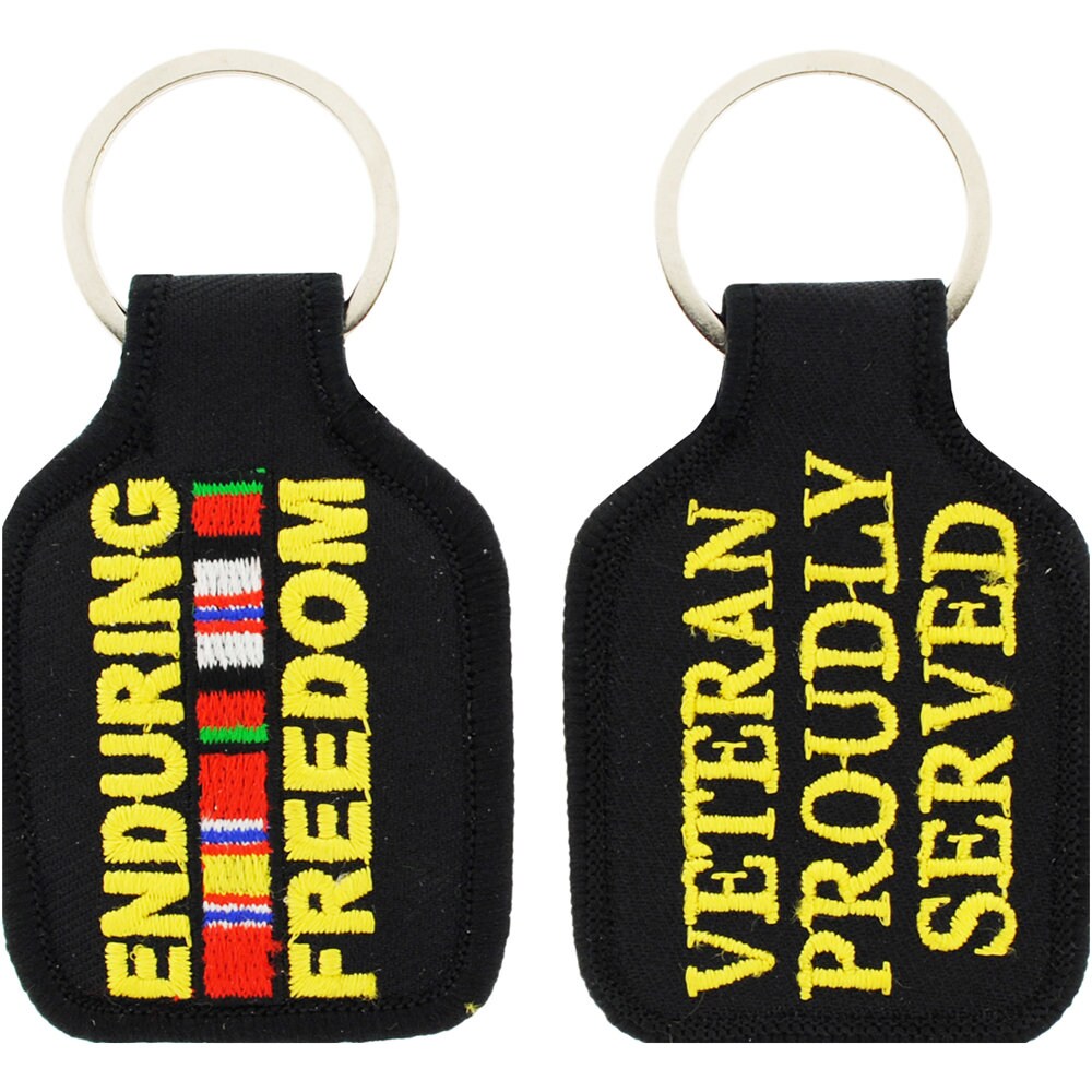 Embroidered ENDURING FREEDOM Veteran Keychain, Operation Enduring Freedom Keyring, Global War on Terrorism Veteran Keychain, OEF Keychain