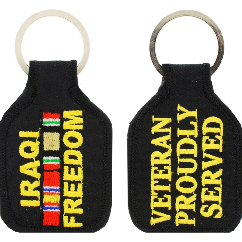 Embroidered IRAQI FREEDOM Veteran Keychain, Operation Iraqi Freedom Keyring, Iraq War Veteran Soft Fabric Keychain, OIF Vet Keychain