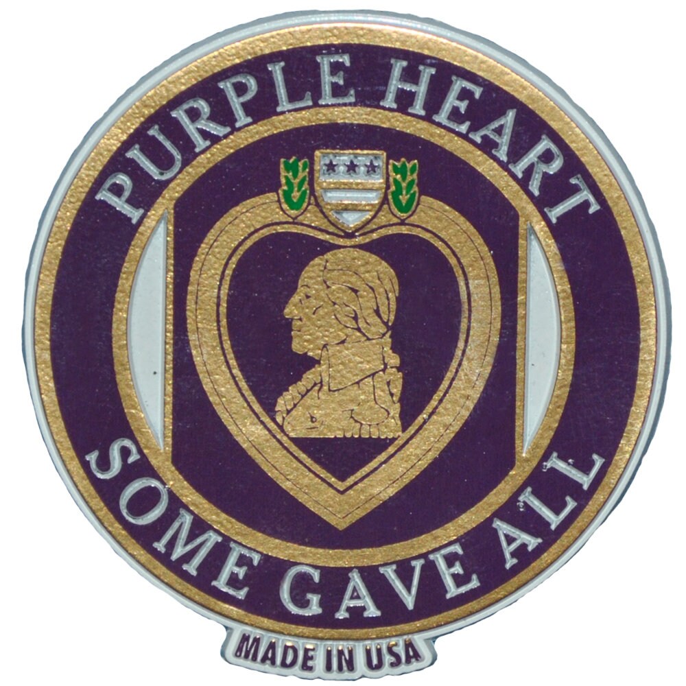 High Quality Purple Heart Rubber Magnet, Combat Veteran Magnet for Refrigerators, Lockers, File Cabinets, Tool Box, Home and Office Use