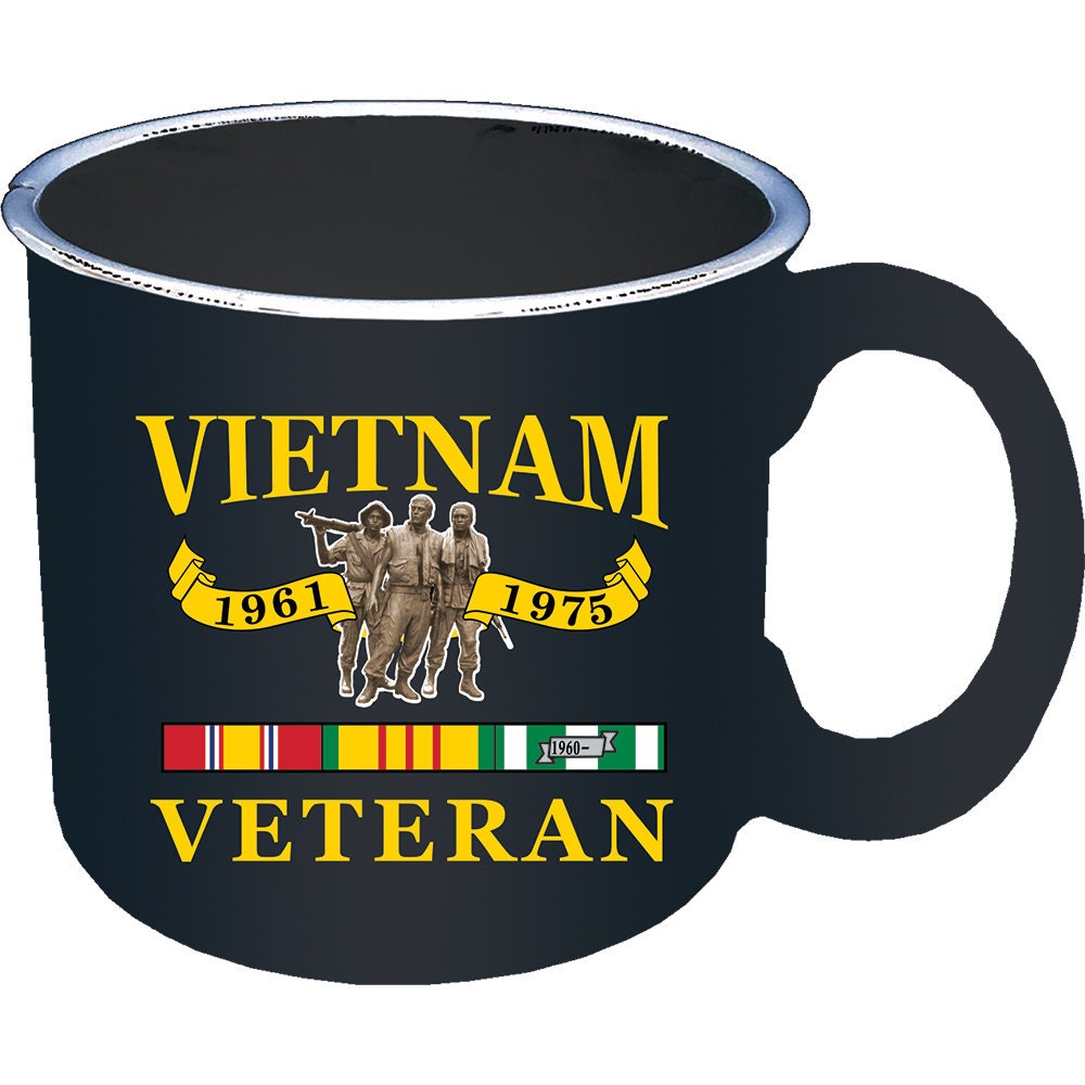 Vietnam Veteran Ribbon 1961-1975 Logo 16 oz. Stone-Speckled Camper Mug, Vietnam Veteran Coffee Mug, Vietnam Veteran Ceramic Campfire Mug