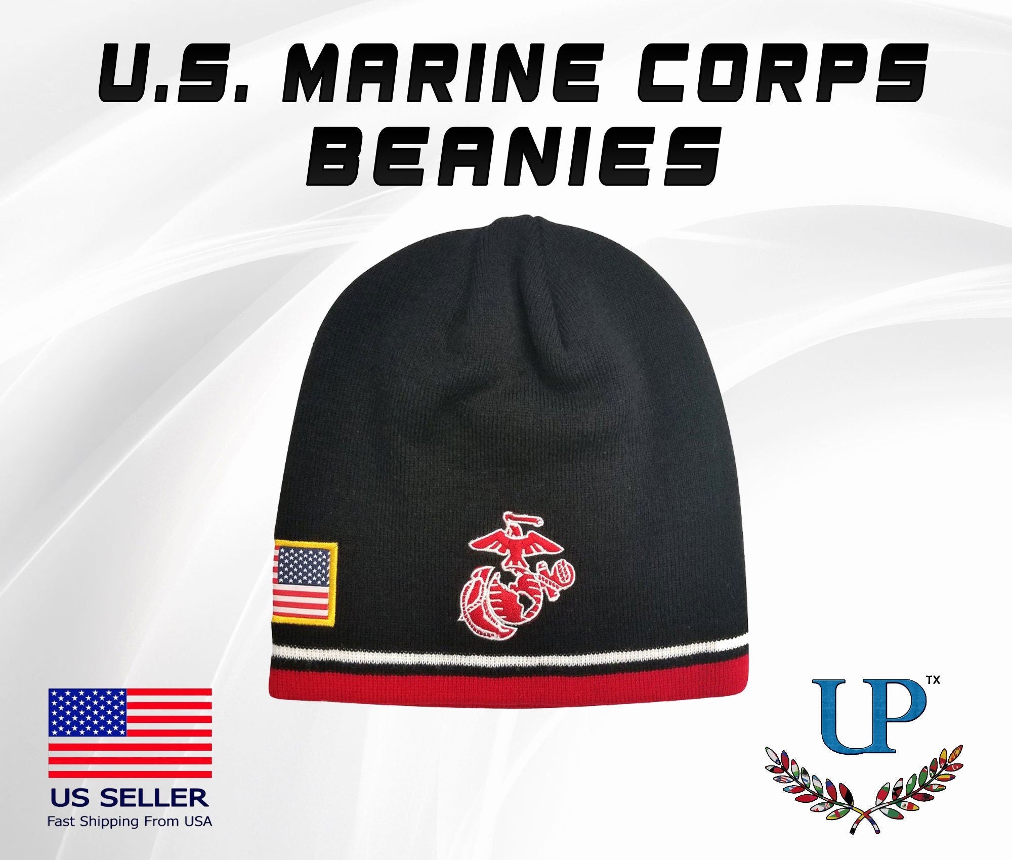 Officially Licensed U.S. Marine Corps Beanies, Embroidered US Marine Corps Beanies, One Size Fits All US Marines Beanie, Winter Hats/Beanies