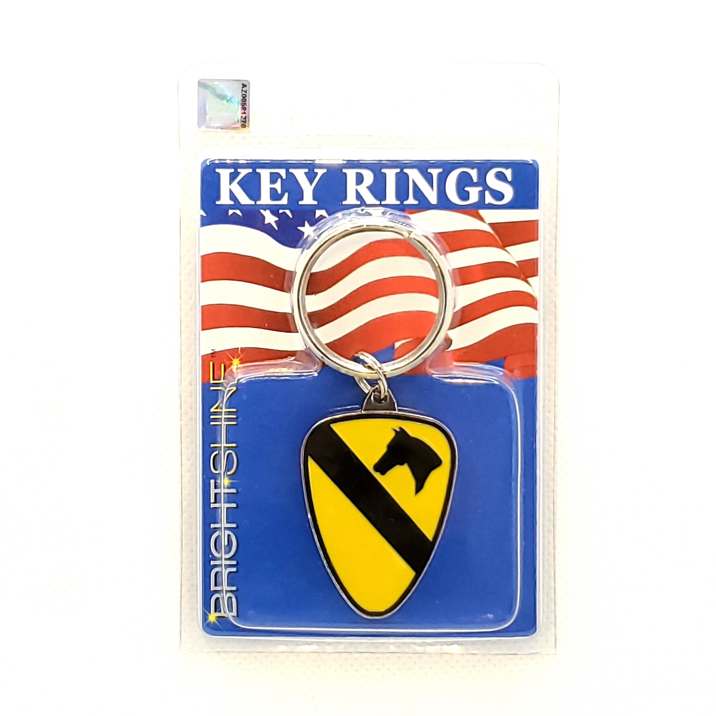 U.S. Army 1st Cavalry Division Keychain, Army First Team Keyring, 1st Cav Heavy Weight Keyring, Bright Shine 1st Cav Keyring, HW Keychain