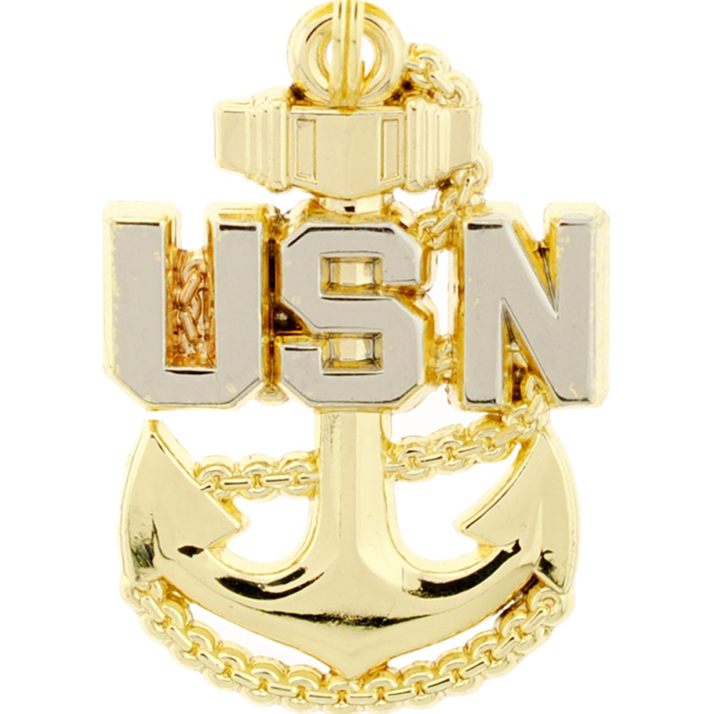 U.S. Navy Keychain, USN Keyring, US Navy Anchor Heavy Weight Keyring, HW Keychain, Golden U.S.N. Key Rings, Bright Shine Navy Metal Keyring