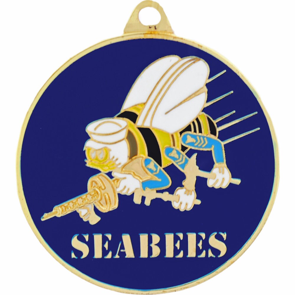 U.S. Navy Seabees Keychain, Seabees Keyring, US Navy CBs Heavy Weight Keyring, Seabees Logo Key Rings, Bright Shine Navy CBs Metal Keyring