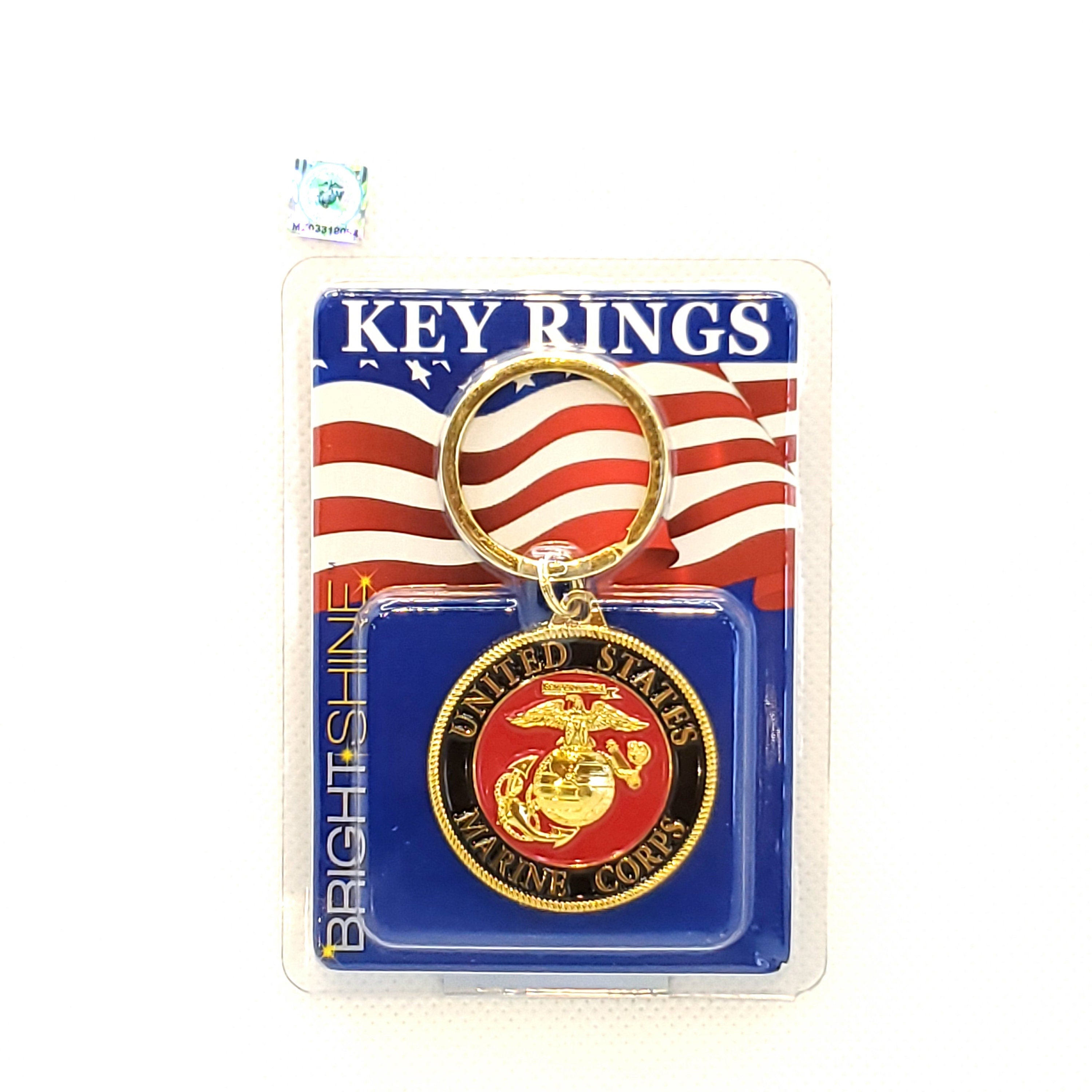 U.S. Marine Corps Keychain, USMC Keyring, US Marine Corps Heavy Weight Keyring, US Marine Corps Logo Key Rings, Bright Shine Marines Keyring