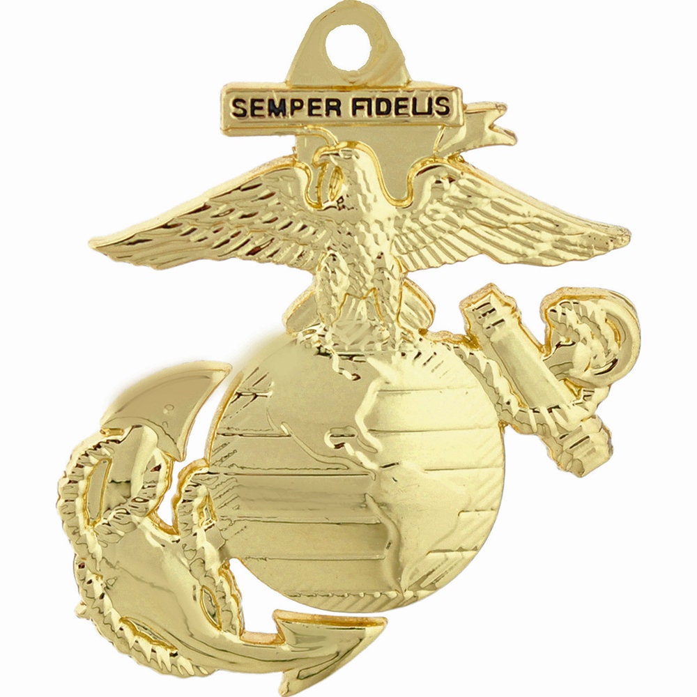 The Eagle Globe and Anchor (EGA) Keychain, Gold USMC Keyring, U.S Marine Corps Heavy Weight Keyring, US Marines Bright Shine Marines Keyring