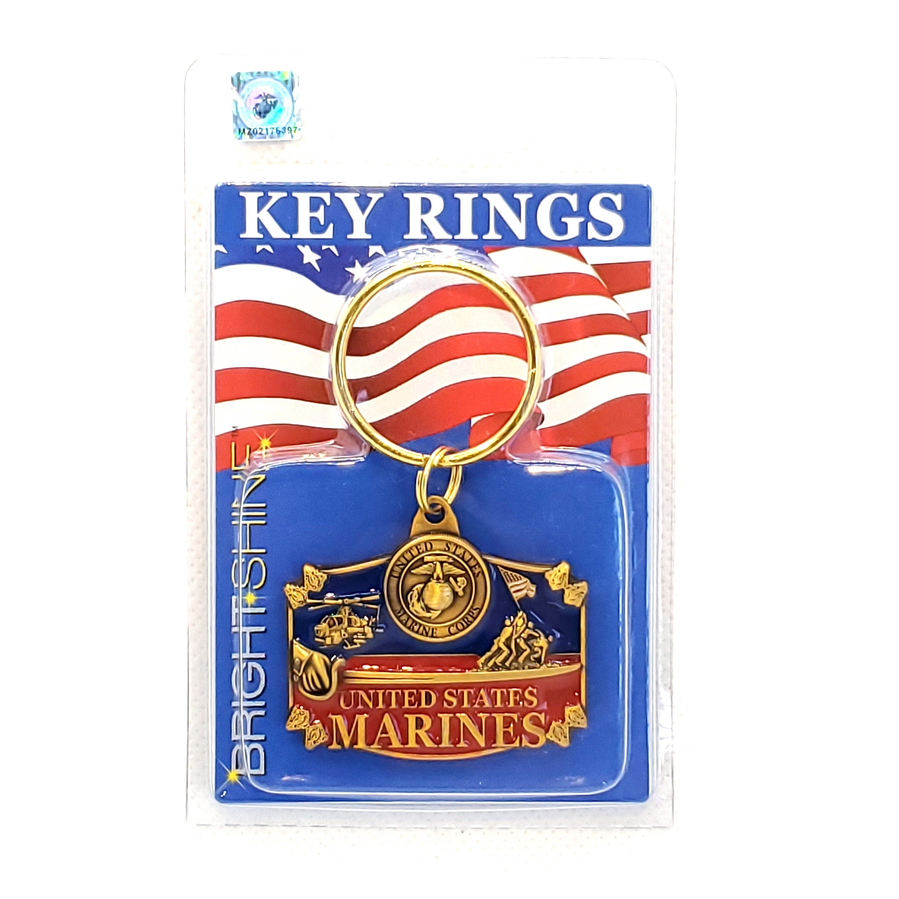 U.S. Marine Corps Keychain, USMC Keyring, US Marine Corps Heavy Weight Keyring, US Marine Corps Logo Key Rings, Bright Shine Marines Keyring