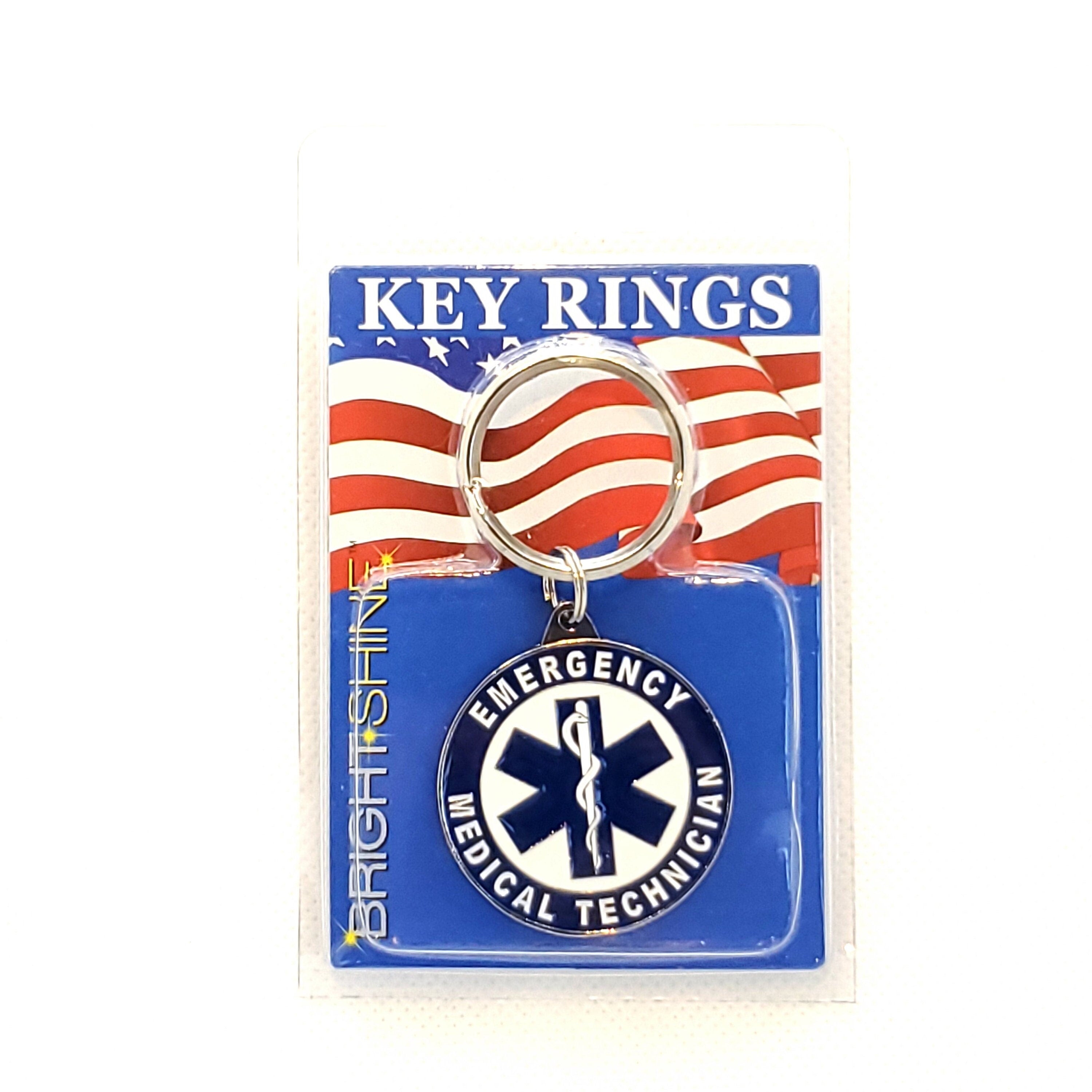 EMT Emergency Medical Technician Keychain, EMT Keyring, Heavy Weight Keyring for Medical Workers, First Responders, EMT Bright Shine Keyring