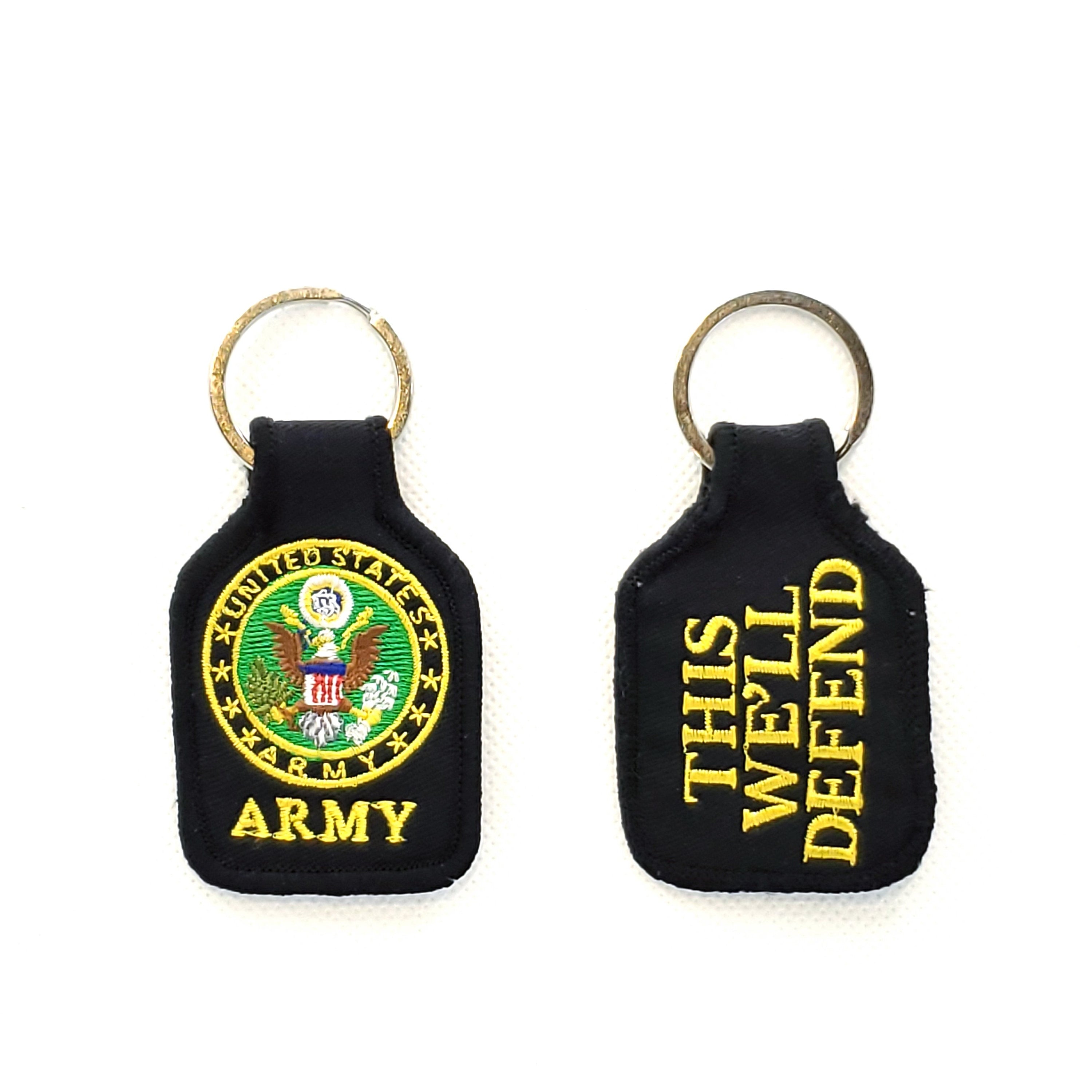 Embroidered U.S. Army Keychain, Army Seal Keyring, US Army Short Keyring, US Army Old Logo Key Rings, Fabric Army Keyring, This We&#39;ll Defend