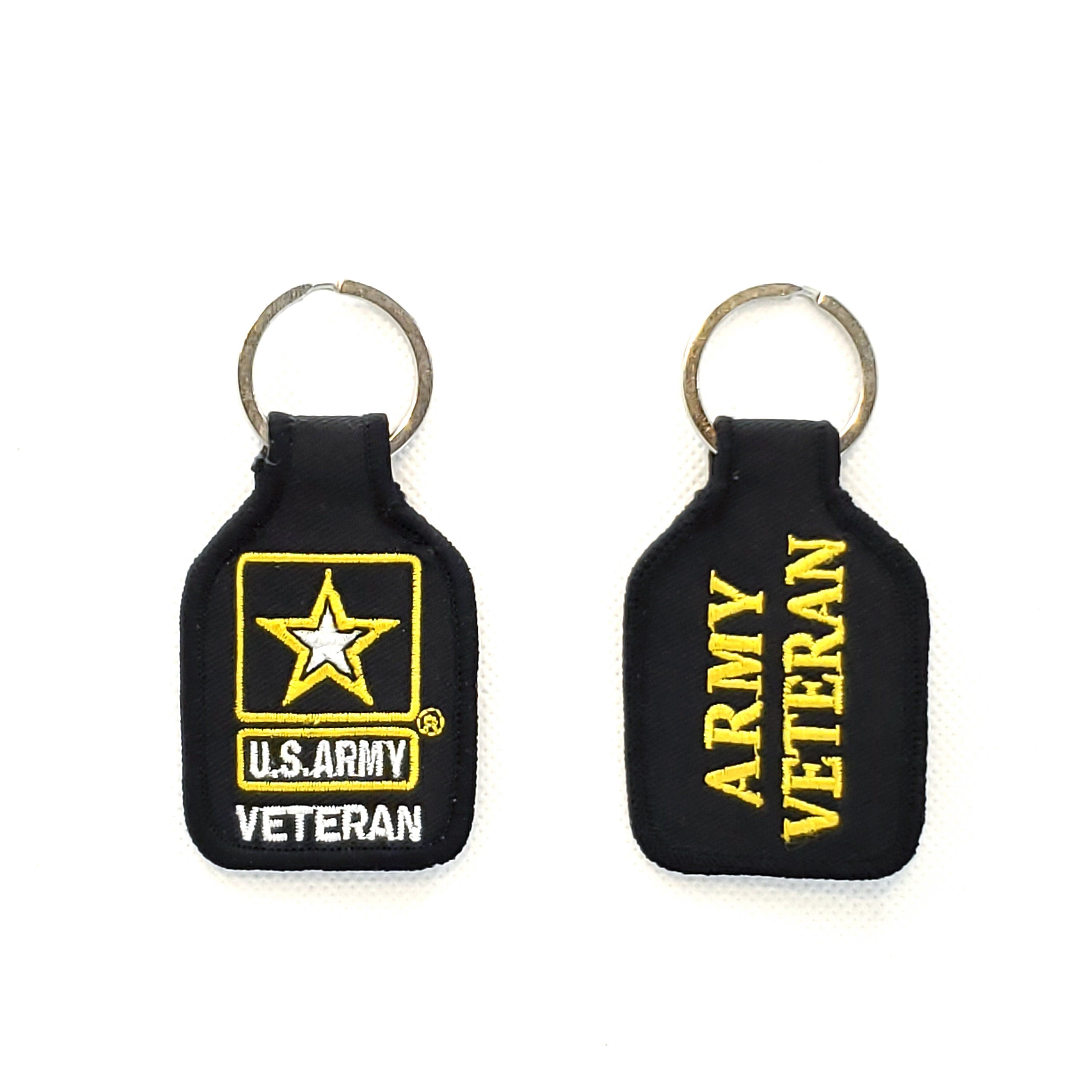 Embroidered U.S. Army Veteran Keychain, Army Veteran Keyring, US Army Vet Short Keyring, US Army New Logo Key Rings, Fabric Army Vet Keyring