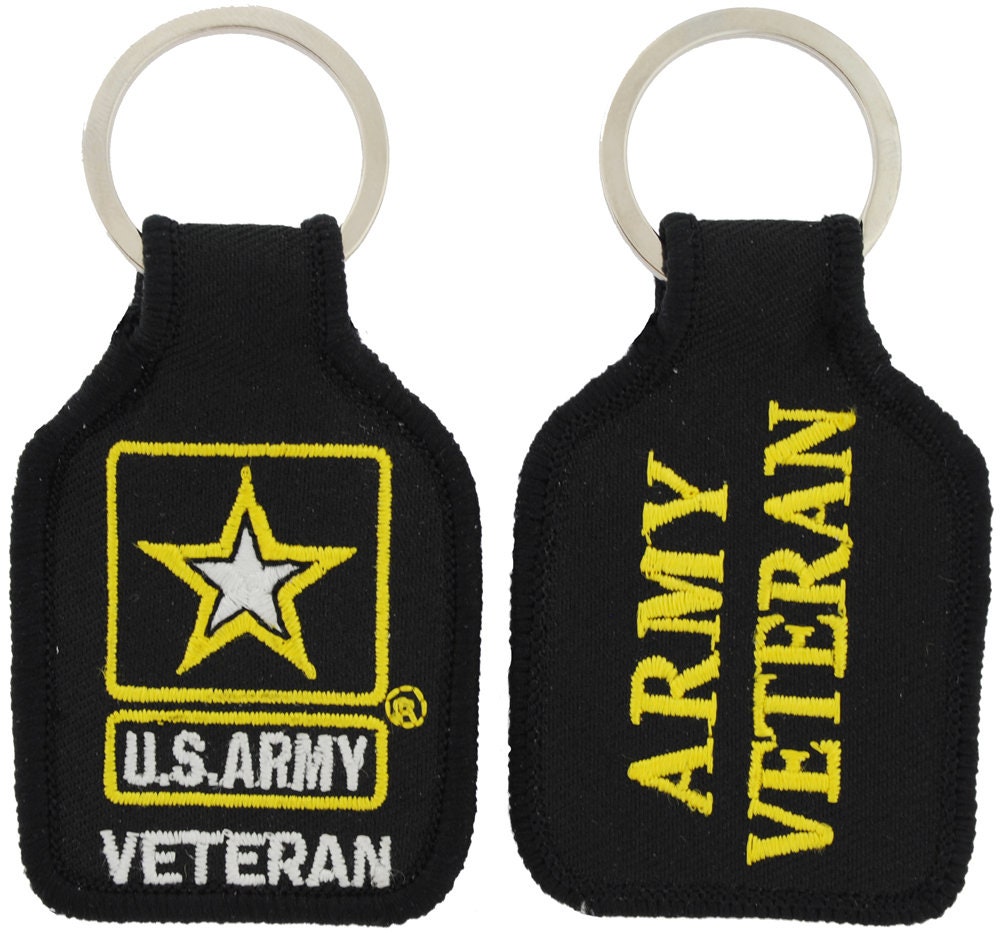 Embroidered U.S. Army Veteran Keychain, Army Veteran Keyring, US Army Vet Short Keyring, US Army New Logo Key Rings, Fabric Army Vet Keyring