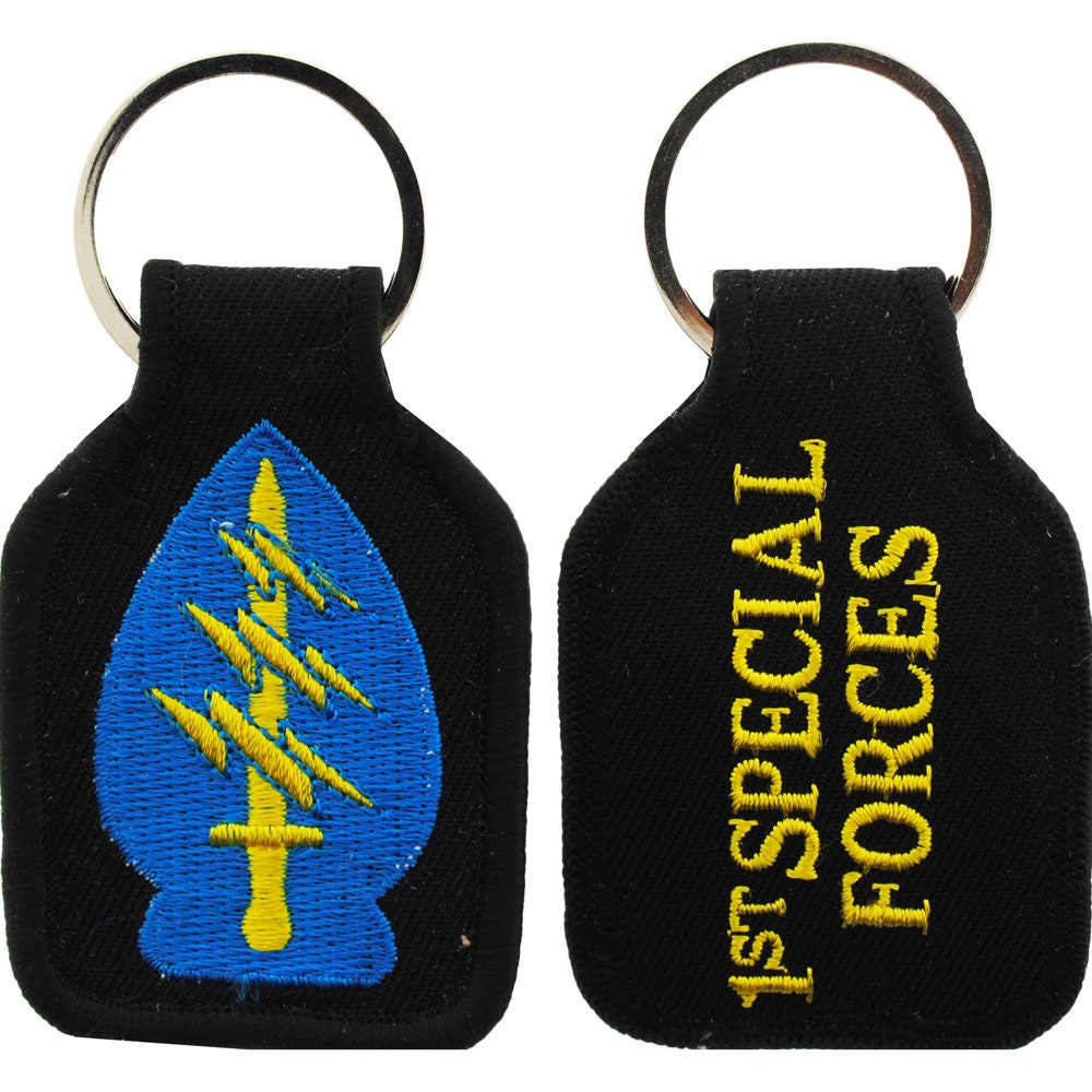 Embroidered U.S. Army 1st Special Forces Keychain, U.S. Army Special Force Airborne Keyring, SF A/B Short Keyring, US Army 1st SFG Key Rings