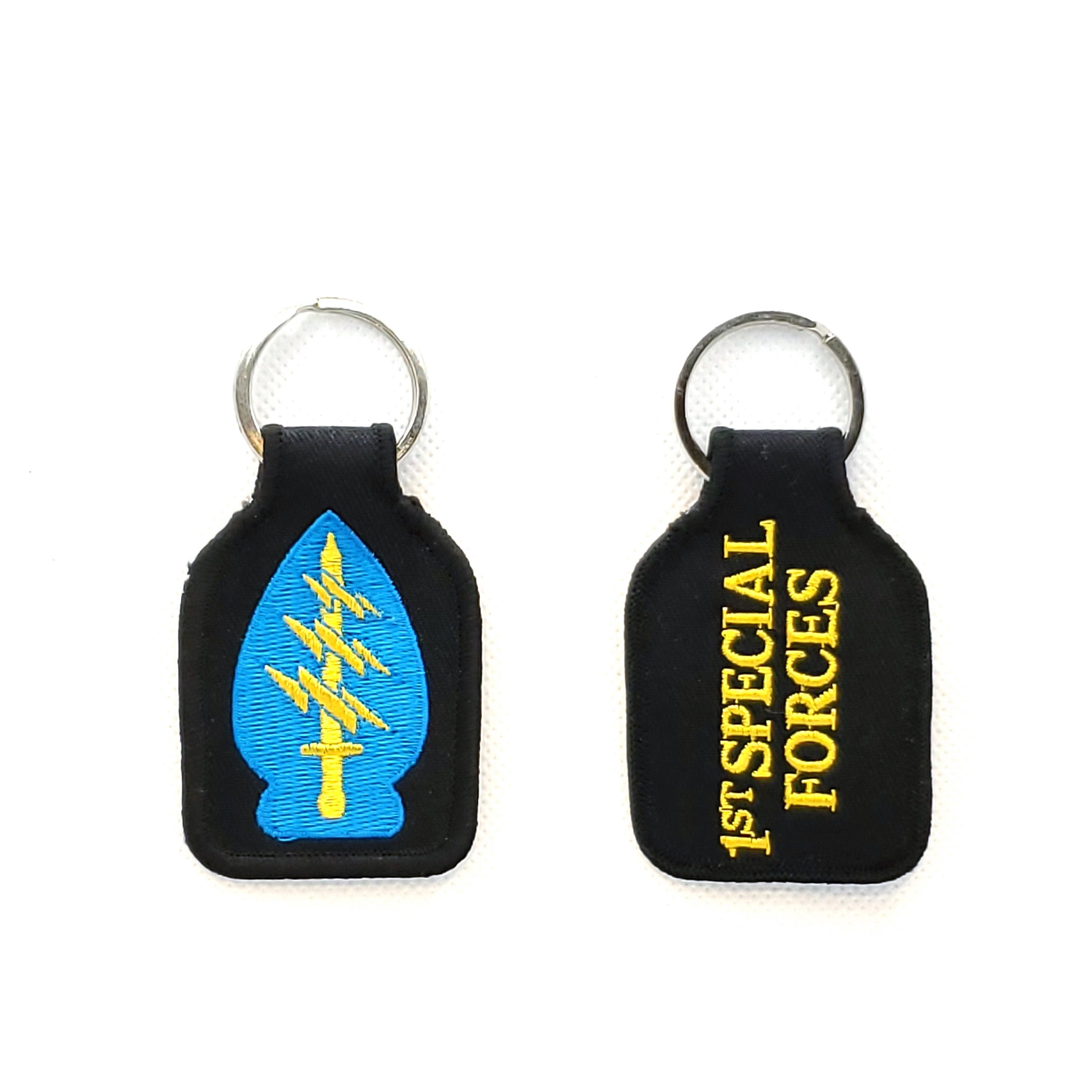 Embroidered U.S. Army 1st Special Forces Keychain, U.S. Army Special Force Airborne Keyring, SF A/B Short Keyring, US Army 1st SFG Key Rings