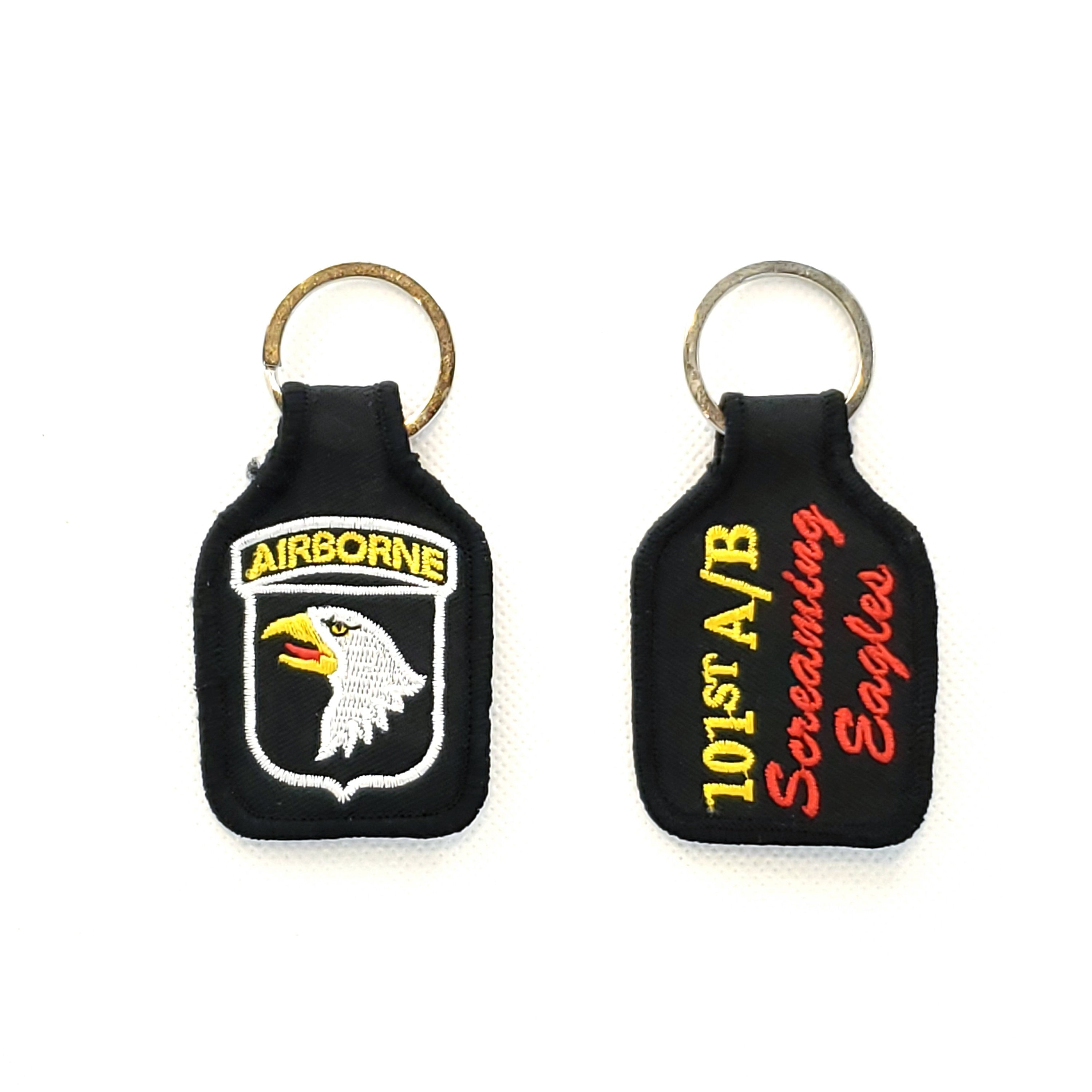 Embroidered U.S. Army 101st Airborne Keychain, U.S. Army 101st Airborne Division Keyring, Screaming Eagles Short Keyring, 101st A/B Keyring