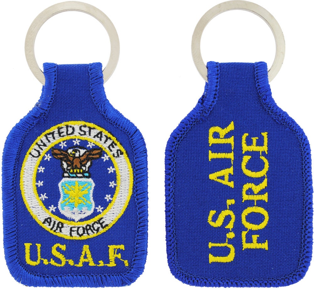 Embroidered U.S. Air Force Keychain, U.S. Air Force Keyring, US Air Force Short Keyring, USAF Key Rings, Fabric Air Force Keyring, Keychain