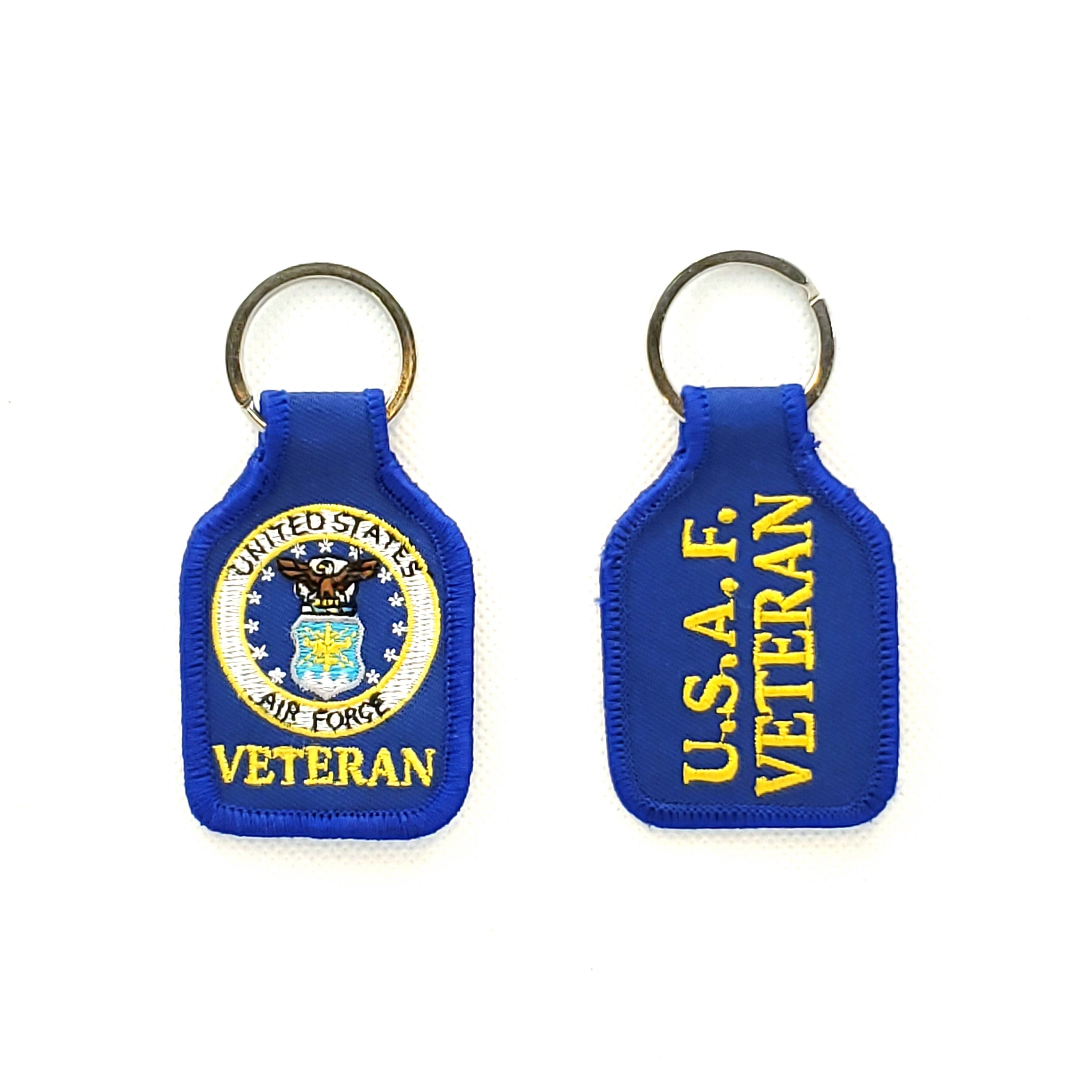 Embroidered U.S. Air Force Veteran Keychain, U.S. Air Force Veteran Keyring, U.S. Air Force Veteran Short Keyring, USAF Veteran Key Rings