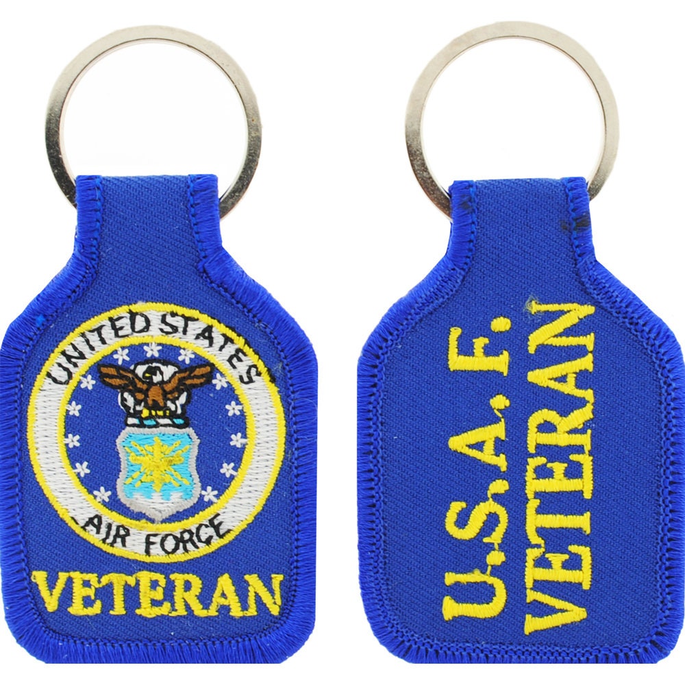 Embroidered U.S. Air Force Veteran Keychain, U.S. Air Force Veteran Keyring, U.S. Air Force Veteran Short Keyring, USAF Veteran Key Rings