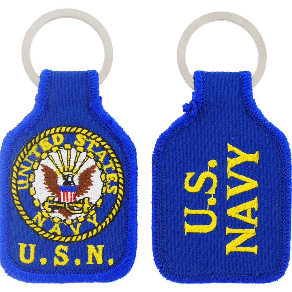 Embroidered U.S. Navy Keychain, Navy Seal Keyring, U.S. Navy Short Keyring, U.S. Navy Logo Key Rings, Fabric Navy Keyring, USN Keychain, USN