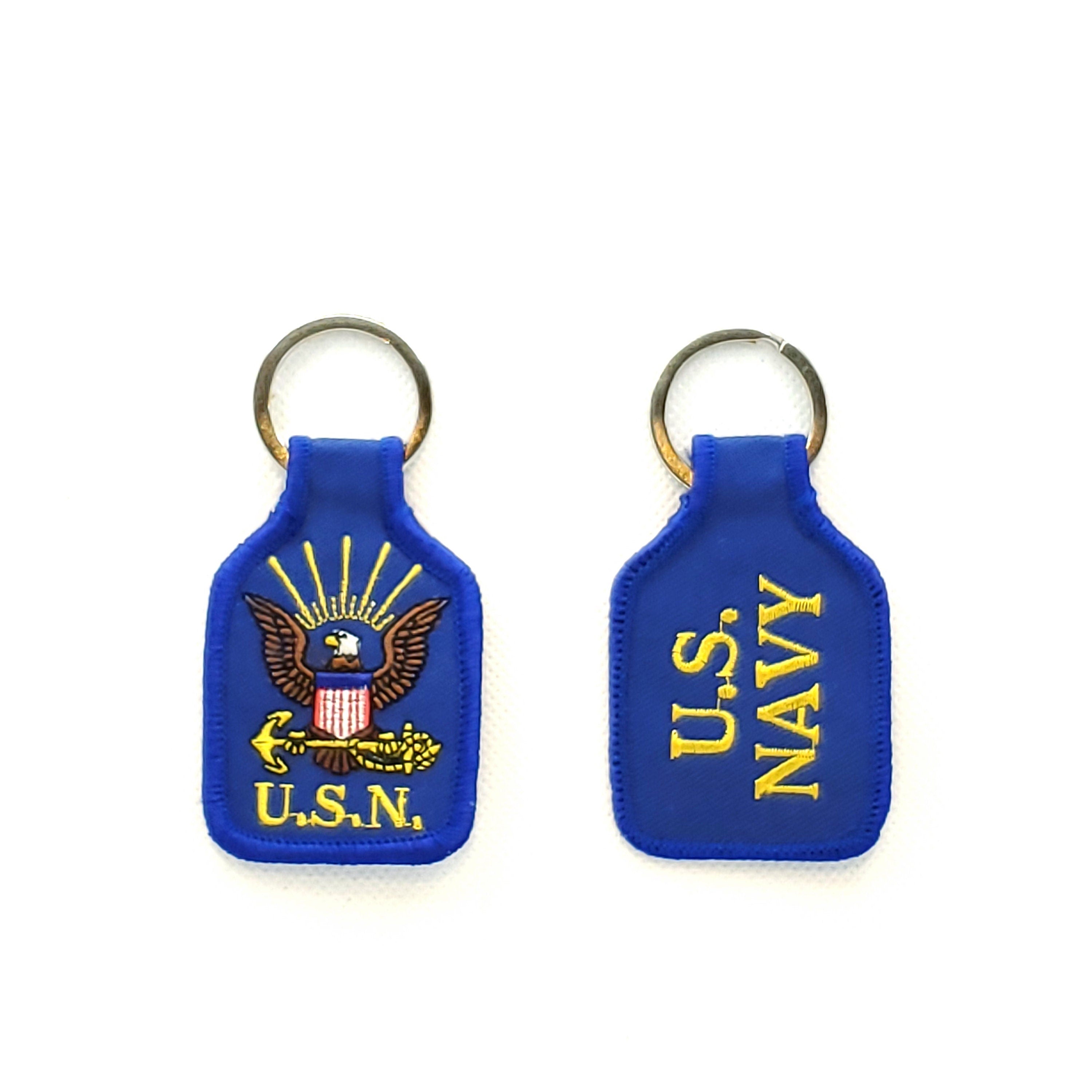 Embroidered U.S. Navy Keychain, Navy Anchor Keyring, U.S. Navy Short Keyring, U.S. Navy Anchor Key Rings, Fabric Navy Keyring, USN Keychain