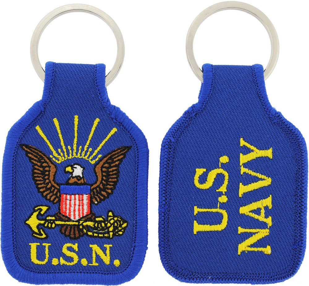 Embroidered U.S. Navy Keychain, Navy Anchor Keyring, U.S. Navy Short Keyring, U.S. Navy Anchor Key Rings, Fabric Navy Keyring, USN Keychain