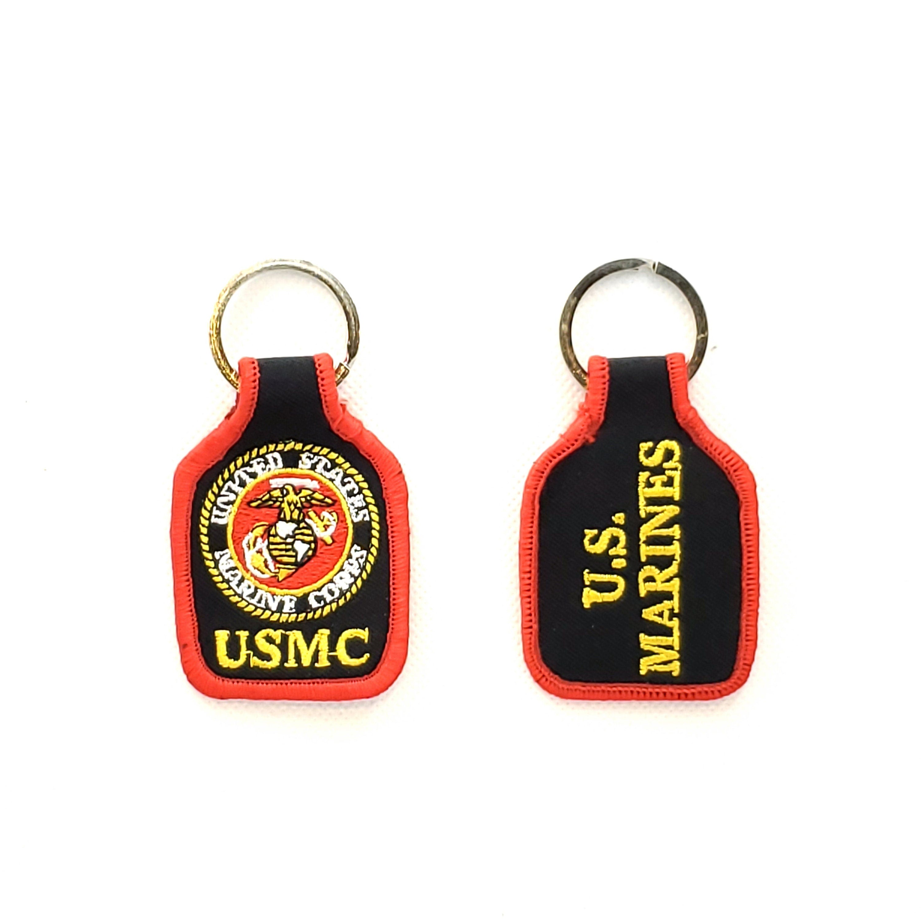 Embroidered U.S. Marine Corps Keychain, U.S. Marine Corps Keyring, U.S. Marine Corps Short Keyring, USMC Key Ring, Fabric US Marines Keyring