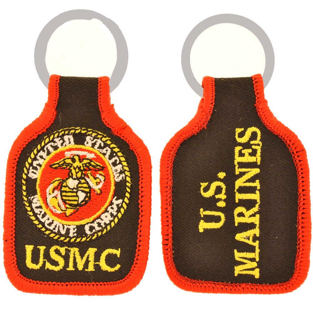 Embroidered U.S. Marine Corps Keychain, U.S. Marine Corps Keyring, U.S. Marine Corps Short Keyring, USMC Key Ring, Fabric US Marines Keyring