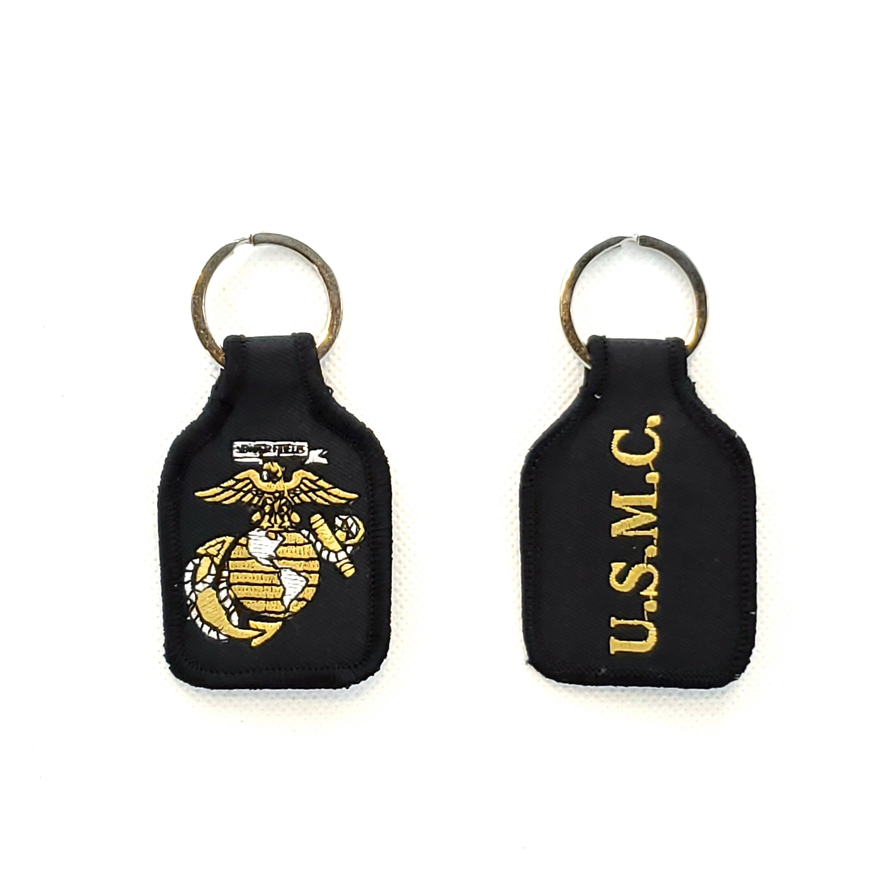 Embroidered U.S. Marine Corps Keychain, The Eagle, Globe, and Anchor Keyring, U.S. Marine Corps Logo Short Keyring, USMC Seal Key Ring