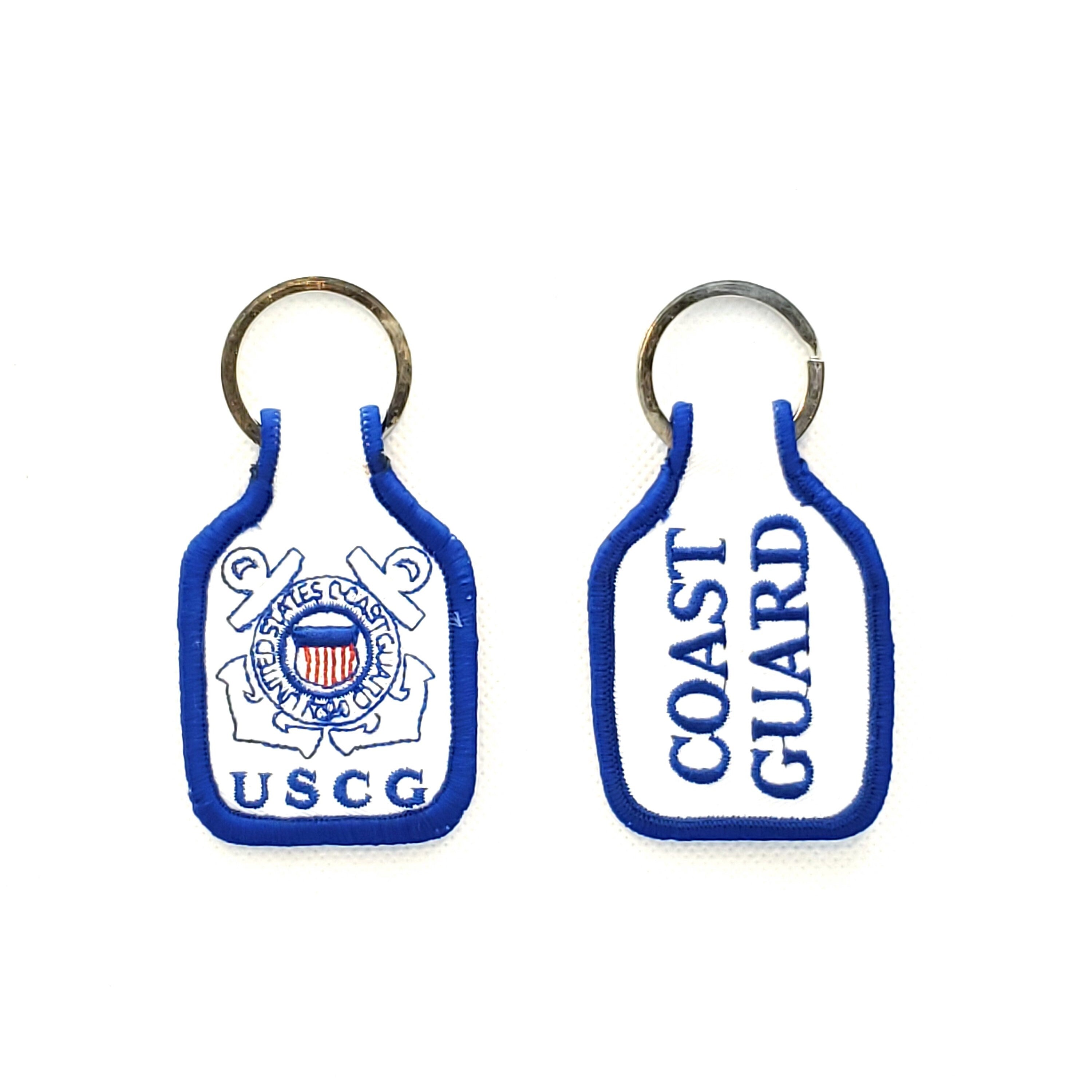 Embroidered U.S. Coast Guard Keychain, U.S. Coast Guard Keyring, US Coast Guard Short Keyring, USCG Key Ring, Fabric US Coast Guard Keychain