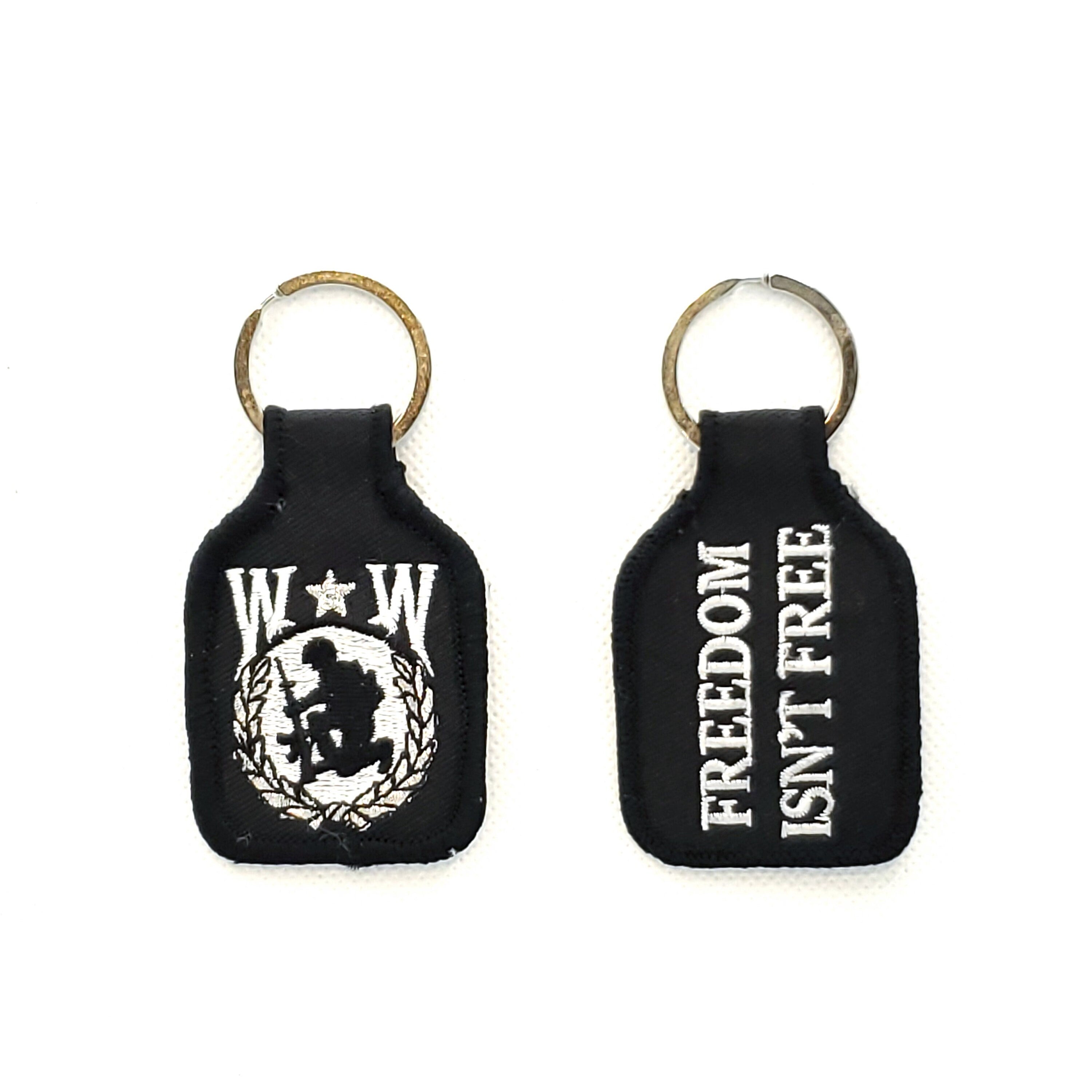 Embroidered WOUNDED WARRIOR Keychain, WW Keyring, Wounded Warrior Fabric Keyring, Short Wounded Warrior Keychain, Heroism, Honor, Sacrifice