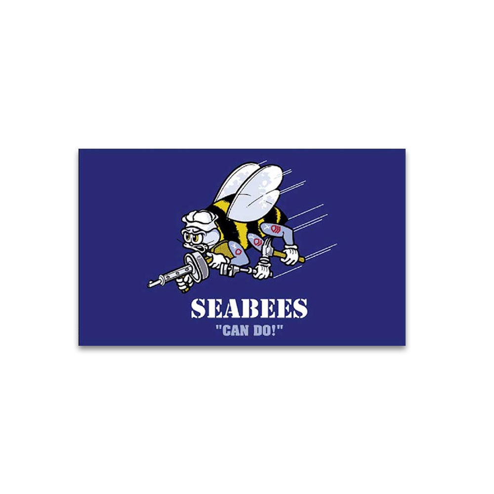 U.S. Navy Seabees 3ft x 5ft Polyester Flag, Navy Seabees Flag, Seabees Can Do 3x5 ft pole flag, Navy Seabees Banner, Navy Bandera, CBs Flag