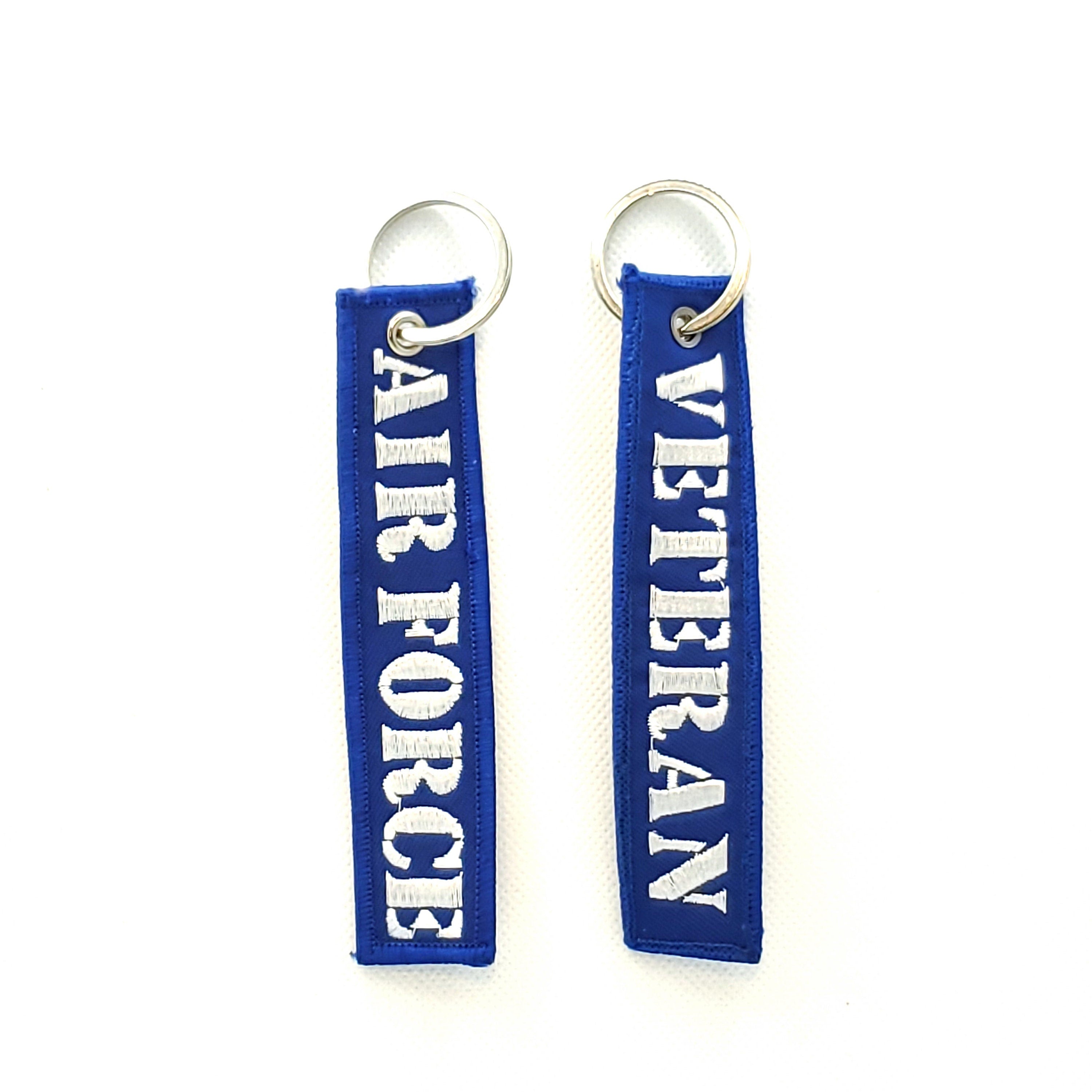 Embroidered U.S. Air Force Veteran Key Tags, US Air Force Veteran Keyring, Fabric Long Keyring for Air Force, USAF Veteran Key Tag, Veteran