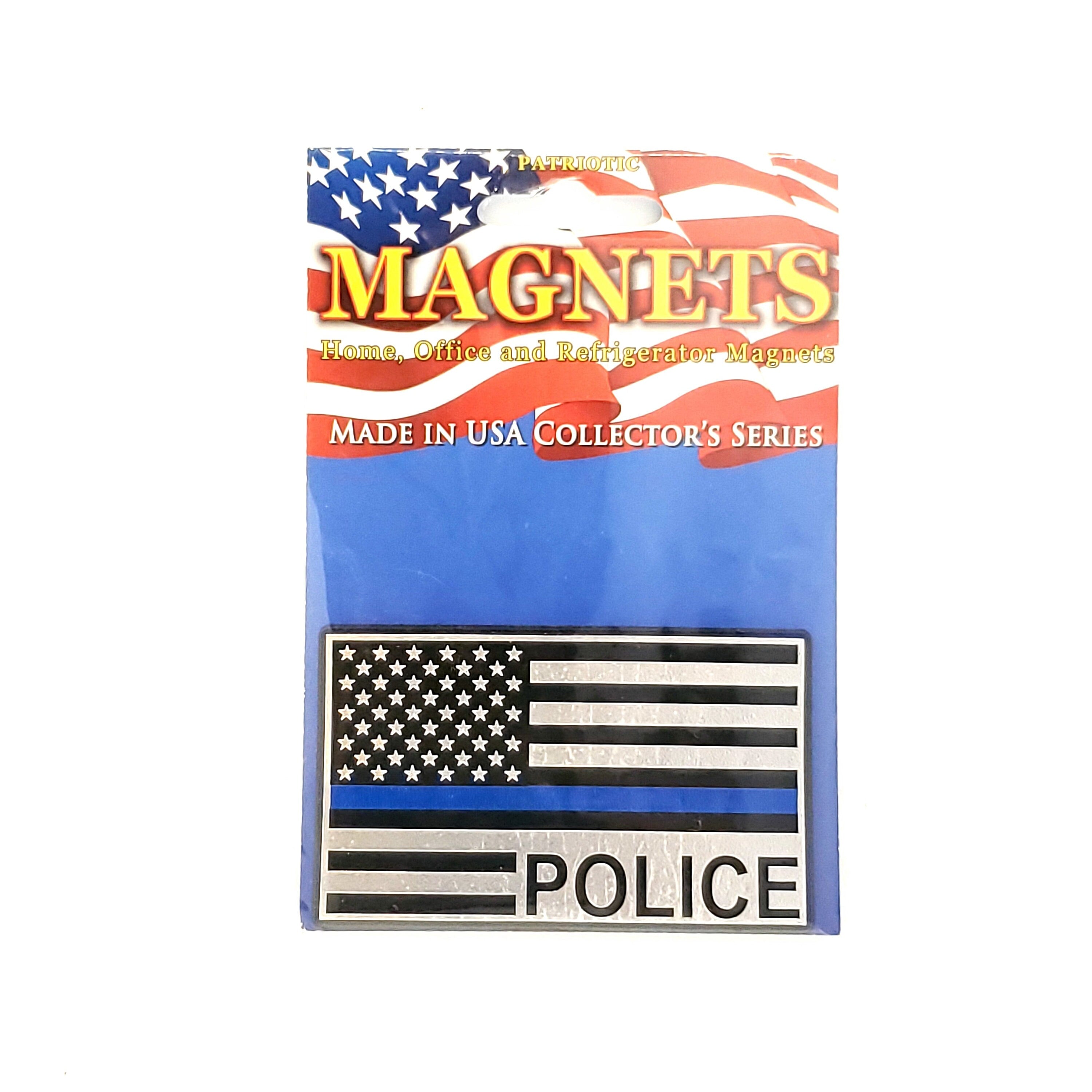 High Quality POLICE Rubber Magnet, The Thin Blue Line Police Magnet for Refrigerators, Lockers, File Cabinets, Tool Box, Home and Office Use