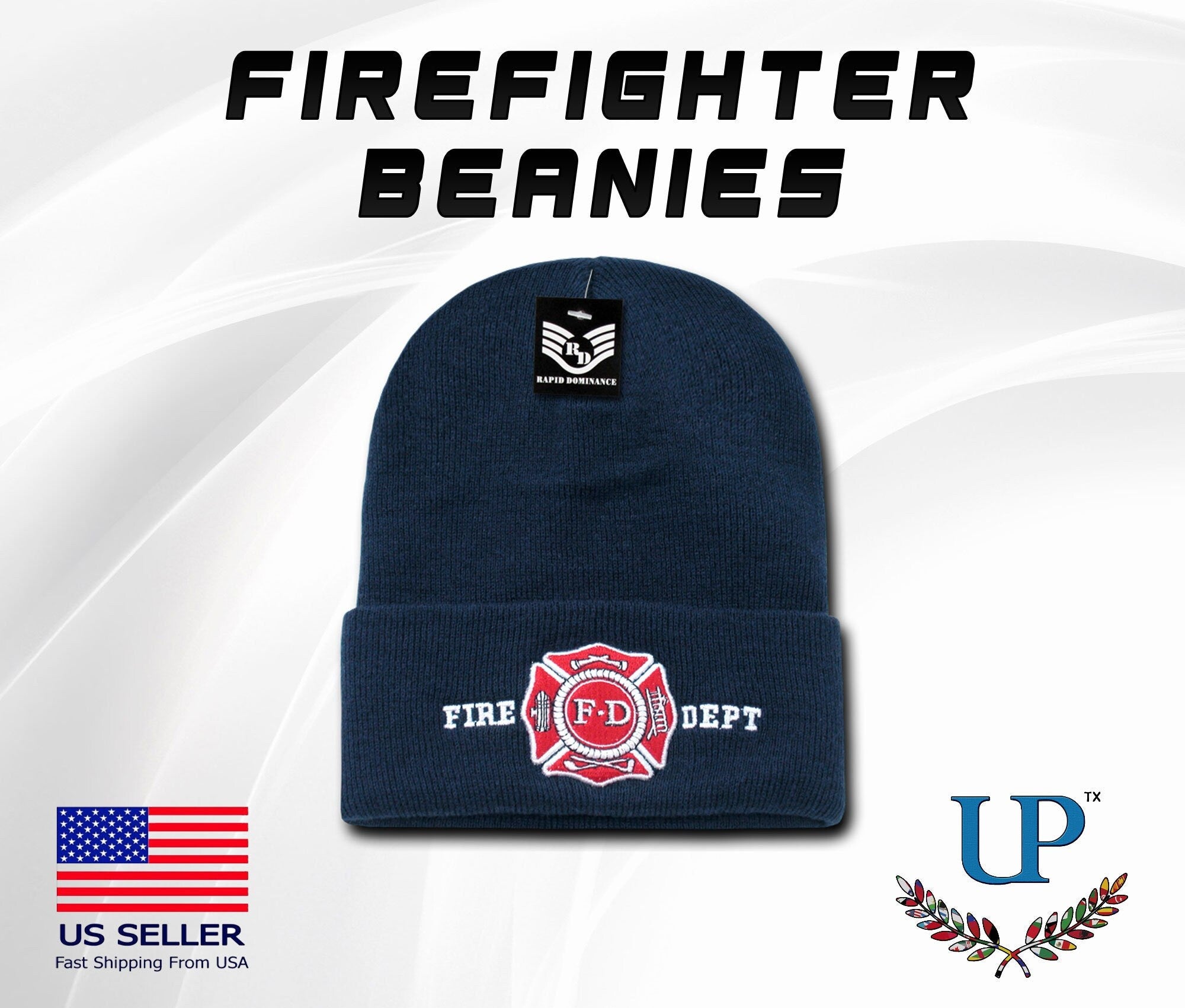 Firefighter Beanie, Fire Department Beanie, Embroidered Fireman Beanie, One Size Fits All Fire Dept. Beanie, Firefighter Winter Hats/Beanies