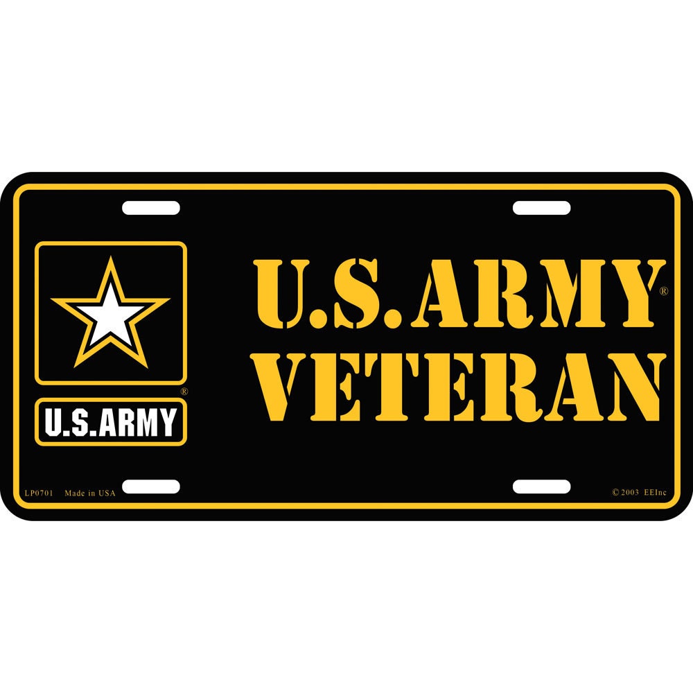 U.S. Army Veteran License Plate, 6&#39;&#39;x12&#39;&#39; U.S. Army Veteran License Plate, United States Army Veteran License Plate, US Army Veteran Plates