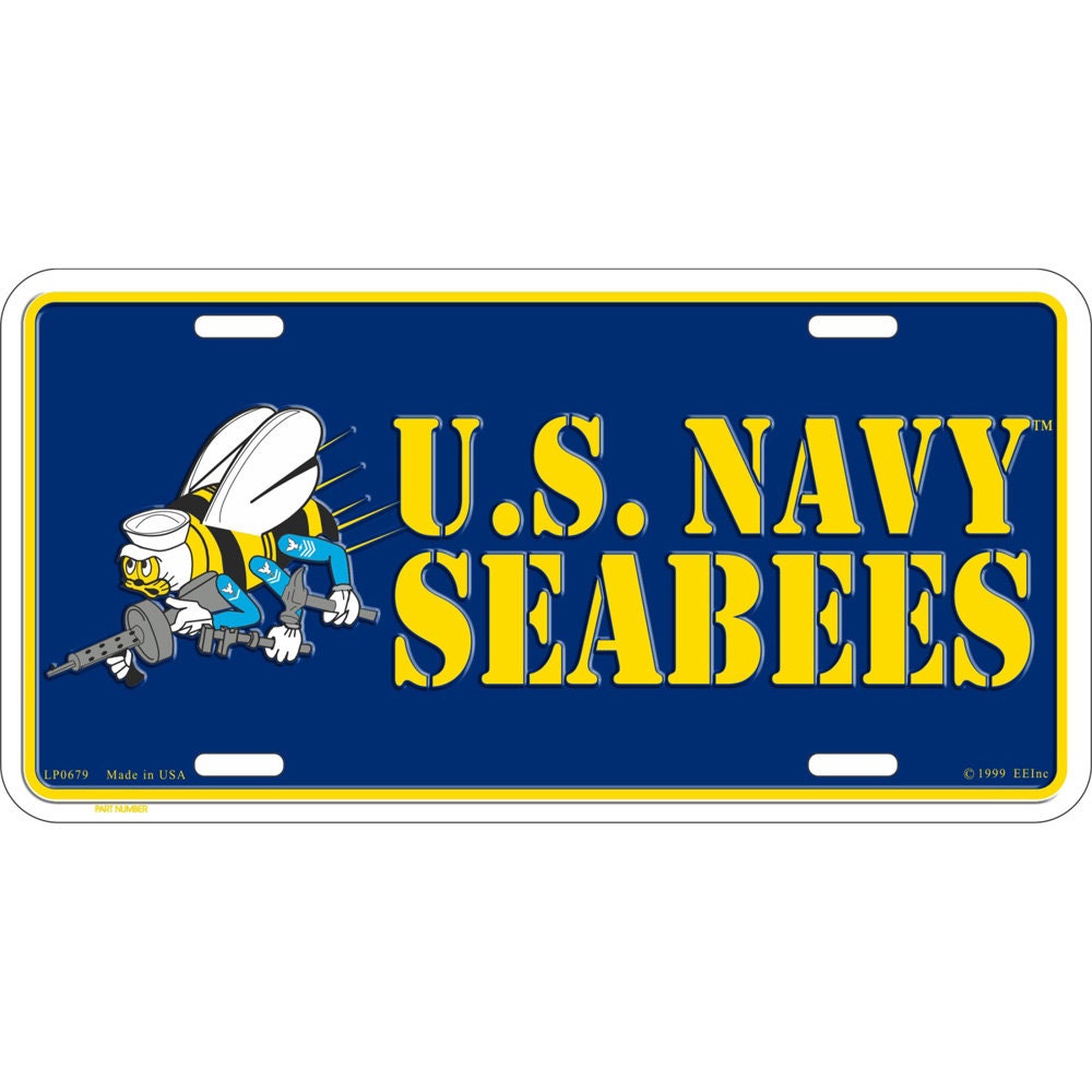 U.S. Navy Seabees License Plate, 6&#39;&#39;x12&#39;&#39; U.S. Navy Seabees License Plate, United States Navy Seabees License Plate, US Navy Seabees Plates