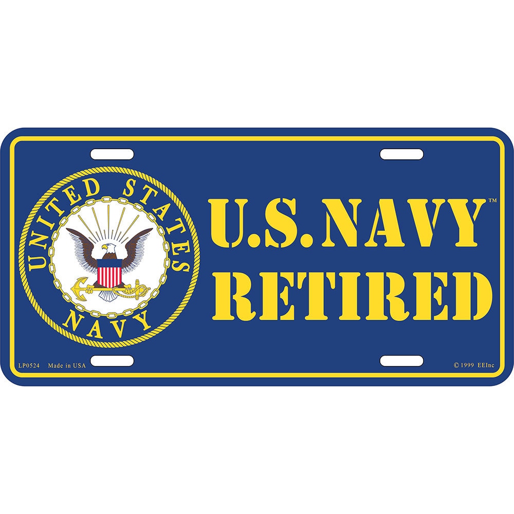 U.S Navy Retired License Plate, 6&#39;&#39;x12&#39;&#39; US Navy Retired License Plate, Navy Retired License Plate, United States Navy Retired License Plate