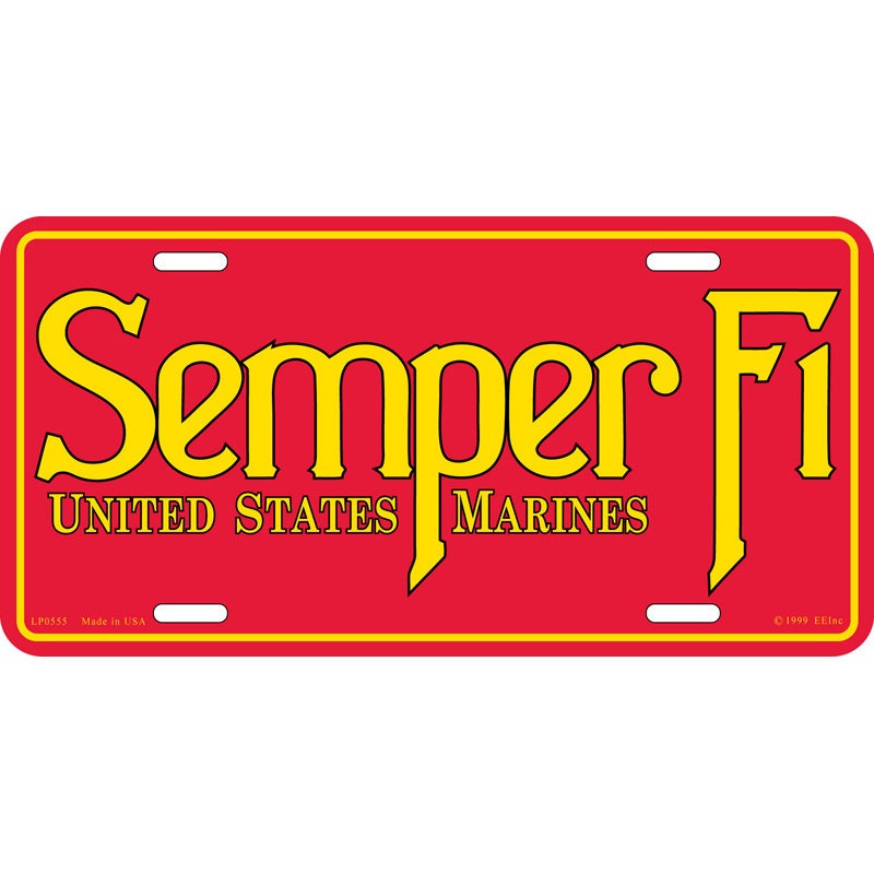 USMC Semper Fi License Plate, 6&#39;&#39;x12&#39;&#39; U.S. Marine Corps Semper Fidelis License Plate, USMC License Plate, U.S. Marines License Plate Sign