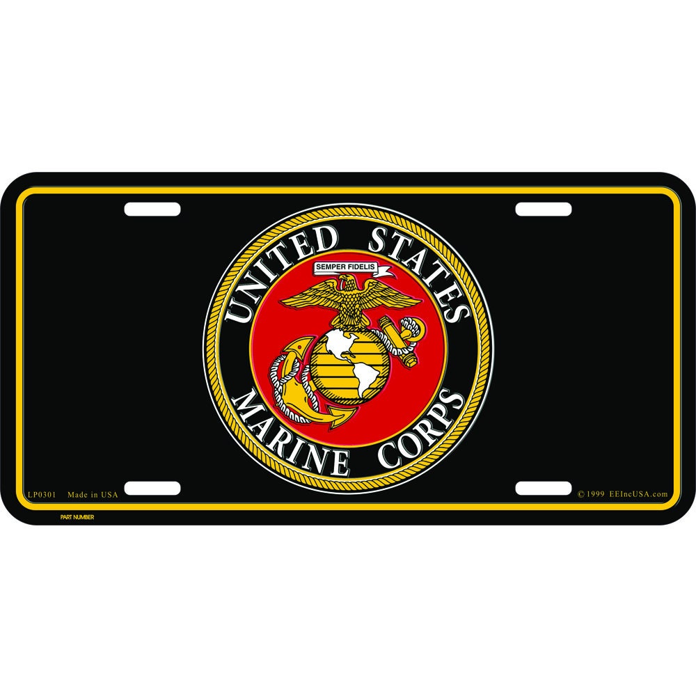 U.S. Marine Corps Seal License Plate, 6&#39;&#39;x12&#39;&#39; U.S. Marine Corps License Plate, USMC License Plate, United States Marine Corps License Plate