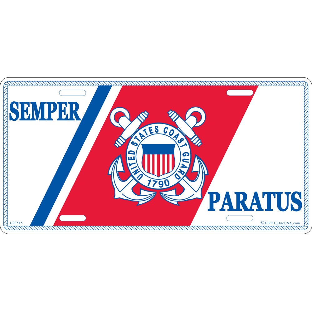 U.S. Coast Guard Semper Paratus License Plate, 6&#39;&#39;x12&#39;&#39; U.S Coast Guard Semper Paratus License Plate, USCG Semper Paratus License Plate Sign