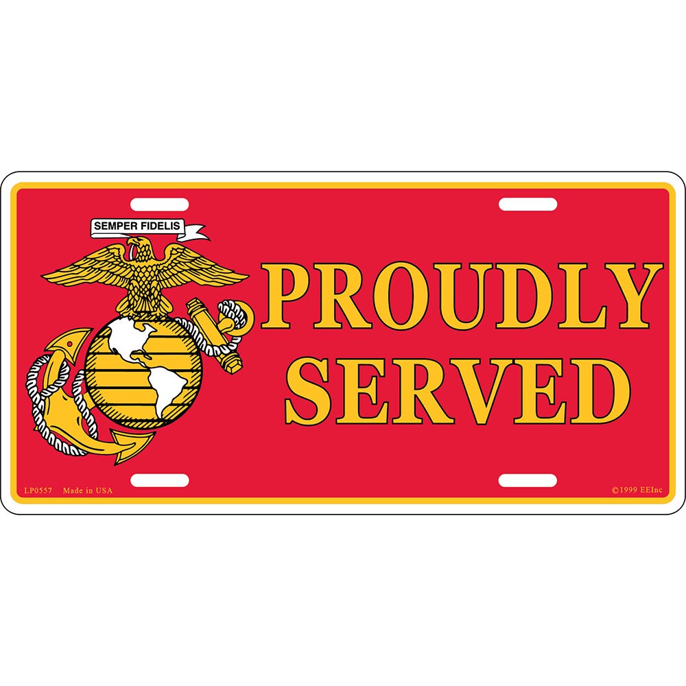 U.S. Marine Corps Proudly Served License Plate, 6&#39;&#39;x12&#39;&#39; US Marine Corps License Plate, USMC License Plate, Retired, Veteran, License Plate