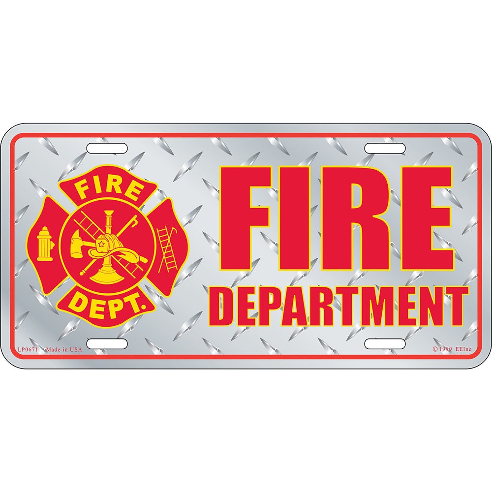 Fire Department Logo License Plates, 12&#39;&#39;x6&#39;&#39; Aluminum Firefighter License Plate, Fireman License Plate, Fire Department, License Plate