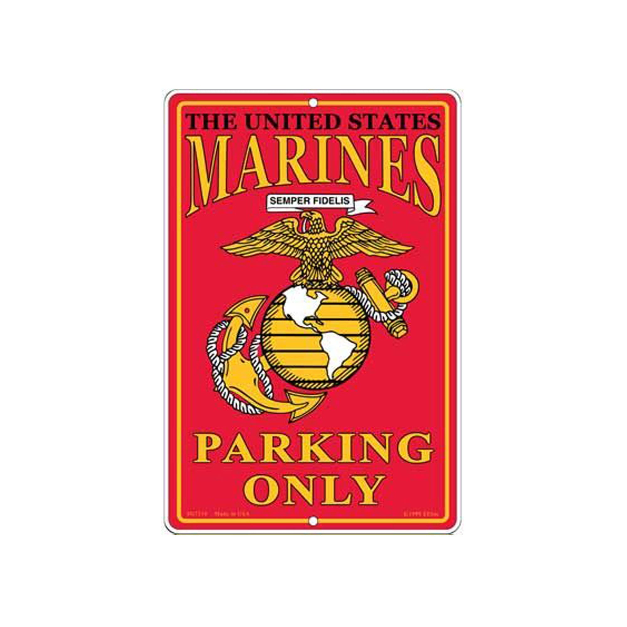 8&#39;&#39;x12&#39;&#39; U.S. Marine Corps Aluminum Parking Sign / Wall Decor, USMC Parking Only Sign, US Marines Parking Sign for garage, driveway, parking