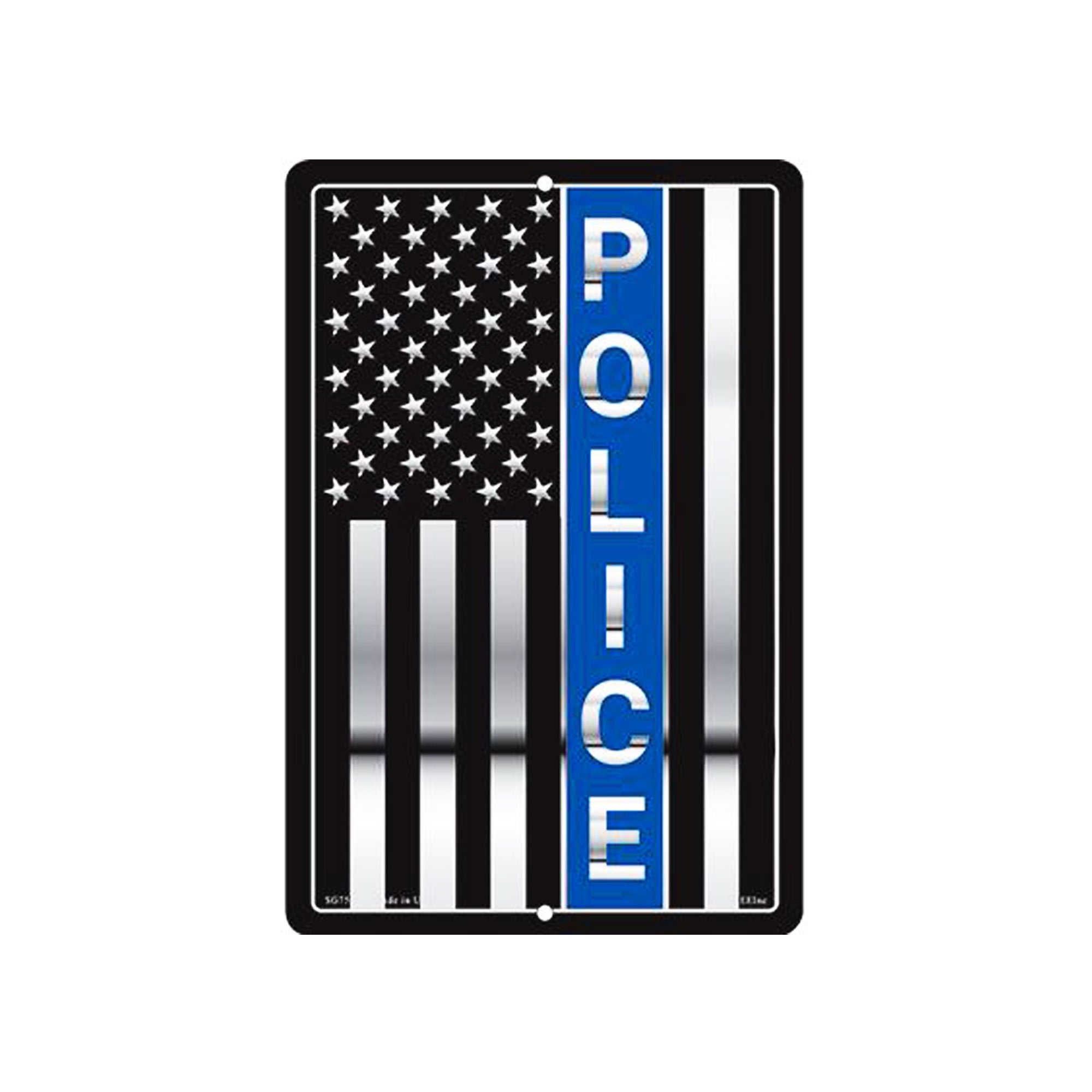 8&#39;&#39;x12&#39;&#39; The Thin Blue Line Aluminum Sign / Wall Decor / Wall Hanging, Police Sign, US Flag Sign with Blue Line for home, office, garage