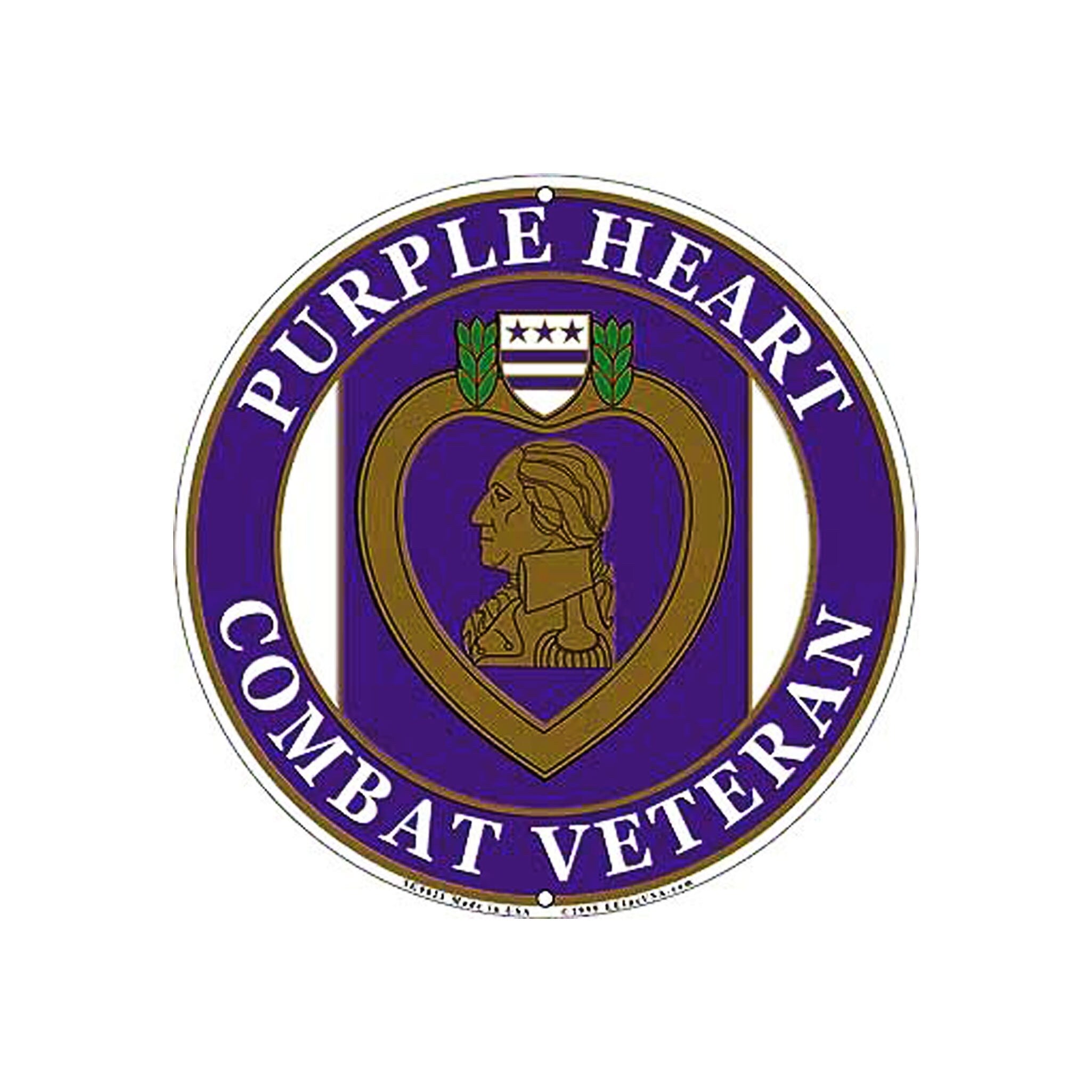 12&#39;&#39; Purple Heart Aluminum Round Sign / Wall Decor / Wall Hanging, Combat Veteran Circle Sign, Wounded Warrior Sign, Veteran Wall Decoration