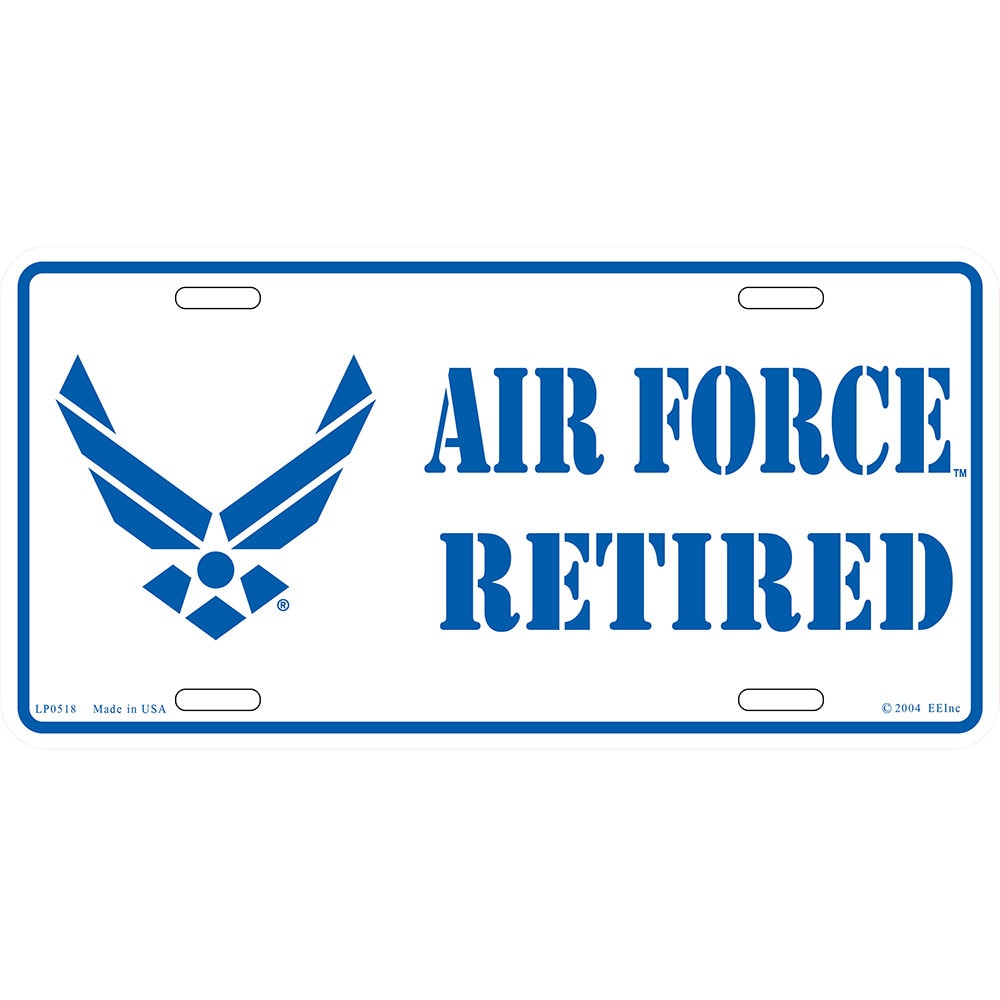 U.S. Air Force Retired License Plate, 6&#39;&#39;x12&#39;&#39; US Air Force Retired License Plate, Aluminum US Air Force Retired License Plate, USAF Plates