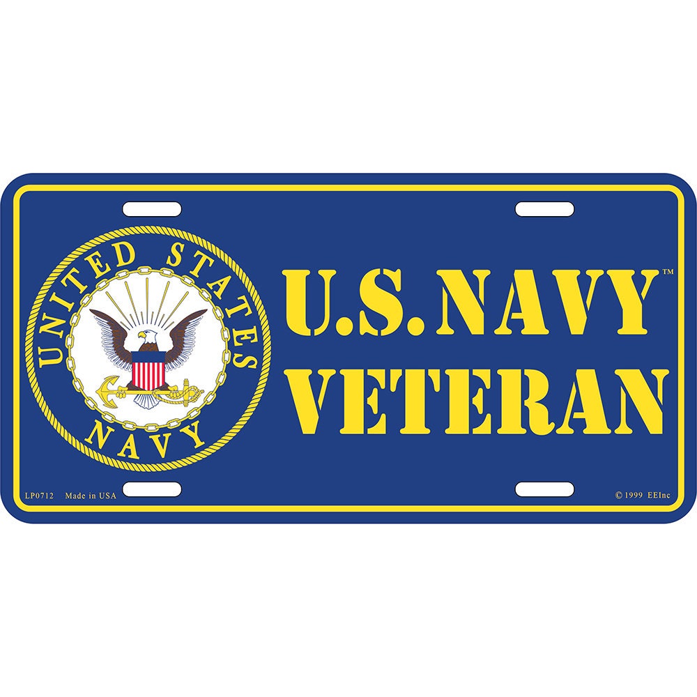 U.S Navy Veteran License Plate, 6&#39;&#39;x12&#39;&#39; US Navy Veteran License Plate, Navy Veteran License Plate, United States Navy Veteran License Plate